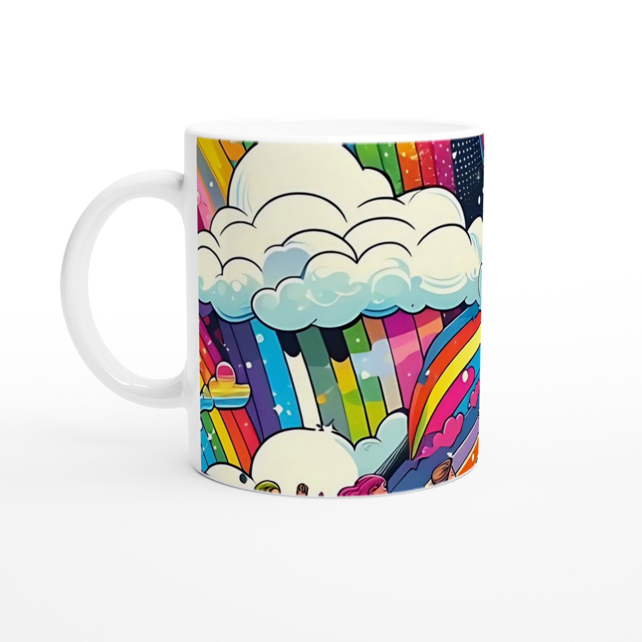 Färgstark 11oz keramisk mugg med regnbågsinspirerat motiv i flera keramfärger 1 a78ef55a-0cc1-46f9-84c9-df645206c298