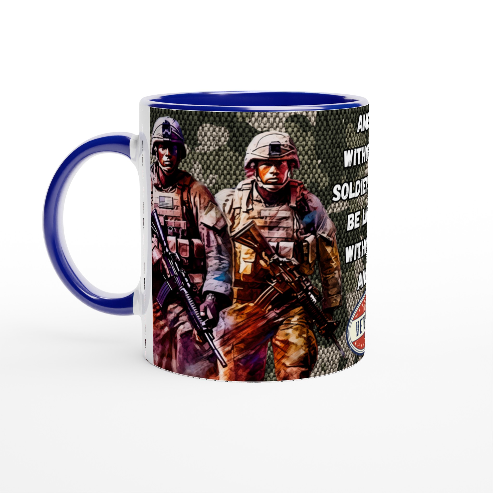 Vit 11oz keramisk mugg med patriotisk soldatmotiv – välj bland sju levande keramfärger 2 a790def2-28ed-4135-9d14-04e53764004a