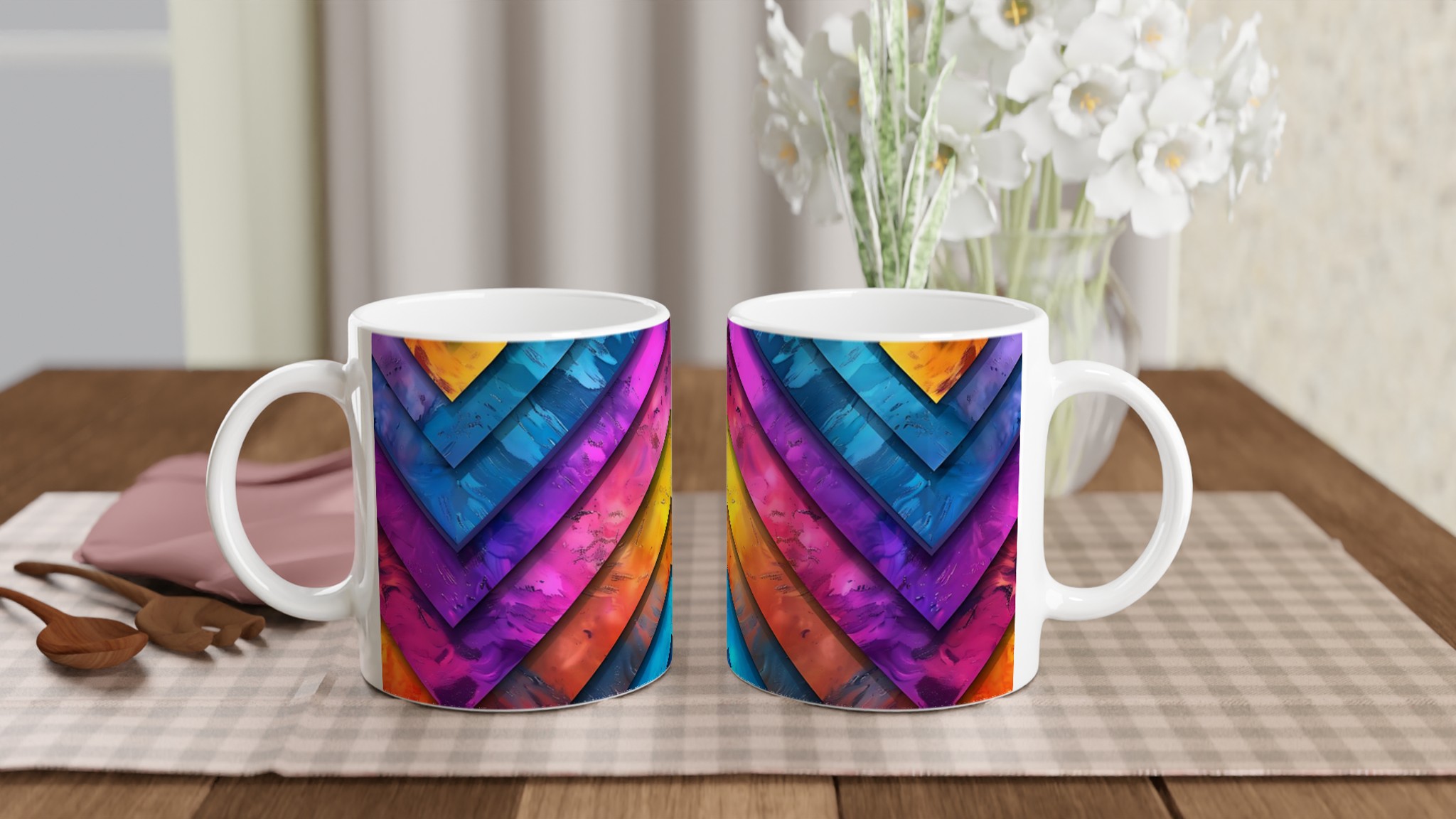 Abstrakt Målad Keramikmugg - 11oz, Välj mellan 7 levande färger 10 a7ba6738-3e20-4f4e-8be3-3b1a3806367c