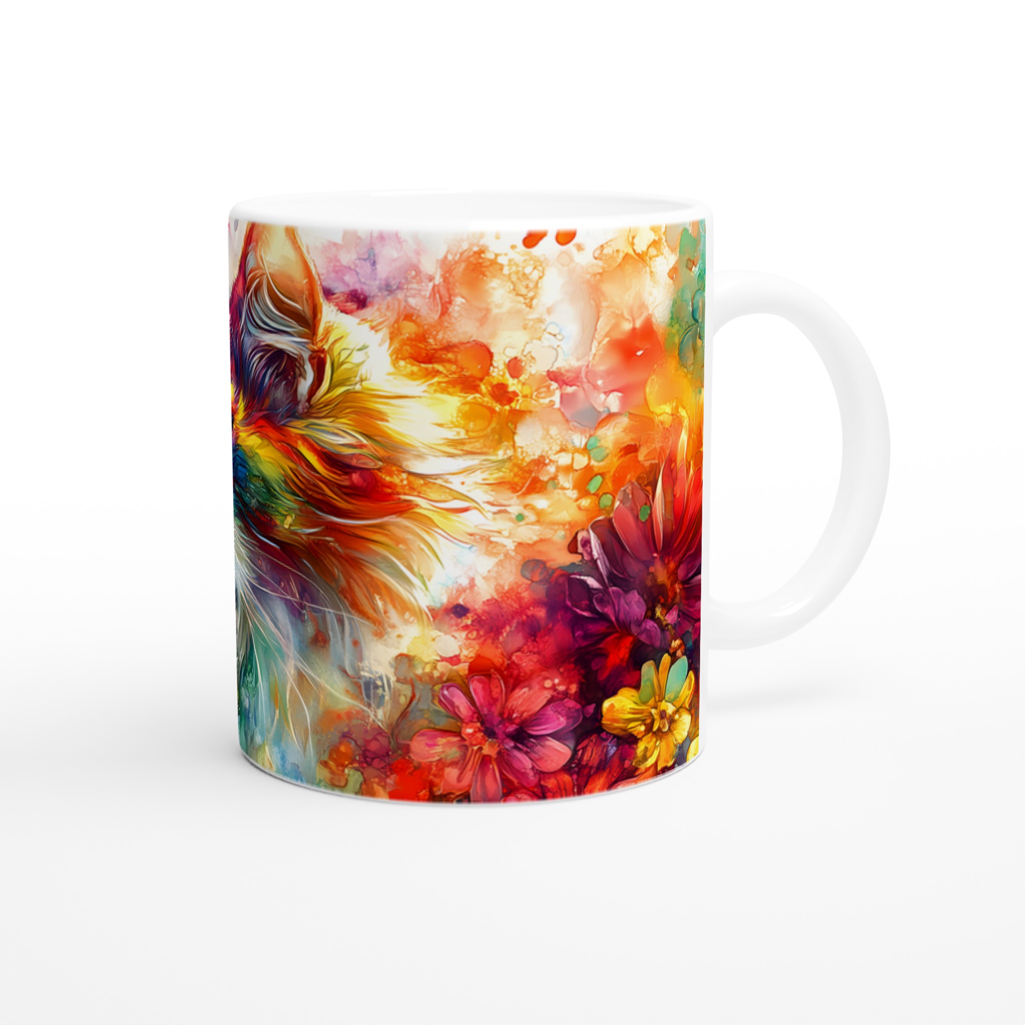 Konstfull Färgexplosion: 11oz Keramisk Mugg med Vibrerande Kattmotiv – Välj din Favoritfärg! 9 a7fa7e07-d75f-4066-9fba-ee40191ef79f