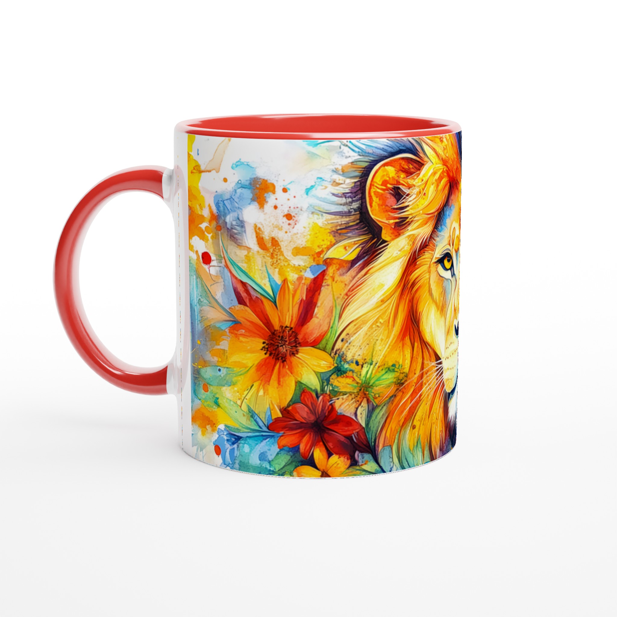 Vit 11oz keramisk mugg med levande lejonmotif i ditt val av sju färgstarka nyanser 5 a7fe549d-0c68-4ad0-8c25-1e0a9d829b09