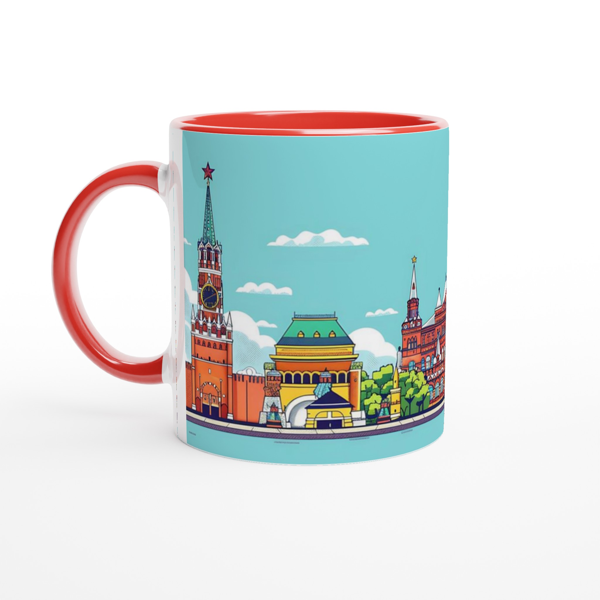 Färgglad Moskva Illustration Mugg – 11 oz Keramisk Kaffekopp i ditt val av sju livliga färger 5 a807ce1a-bde4-41df-b341-f7d3df44bb42