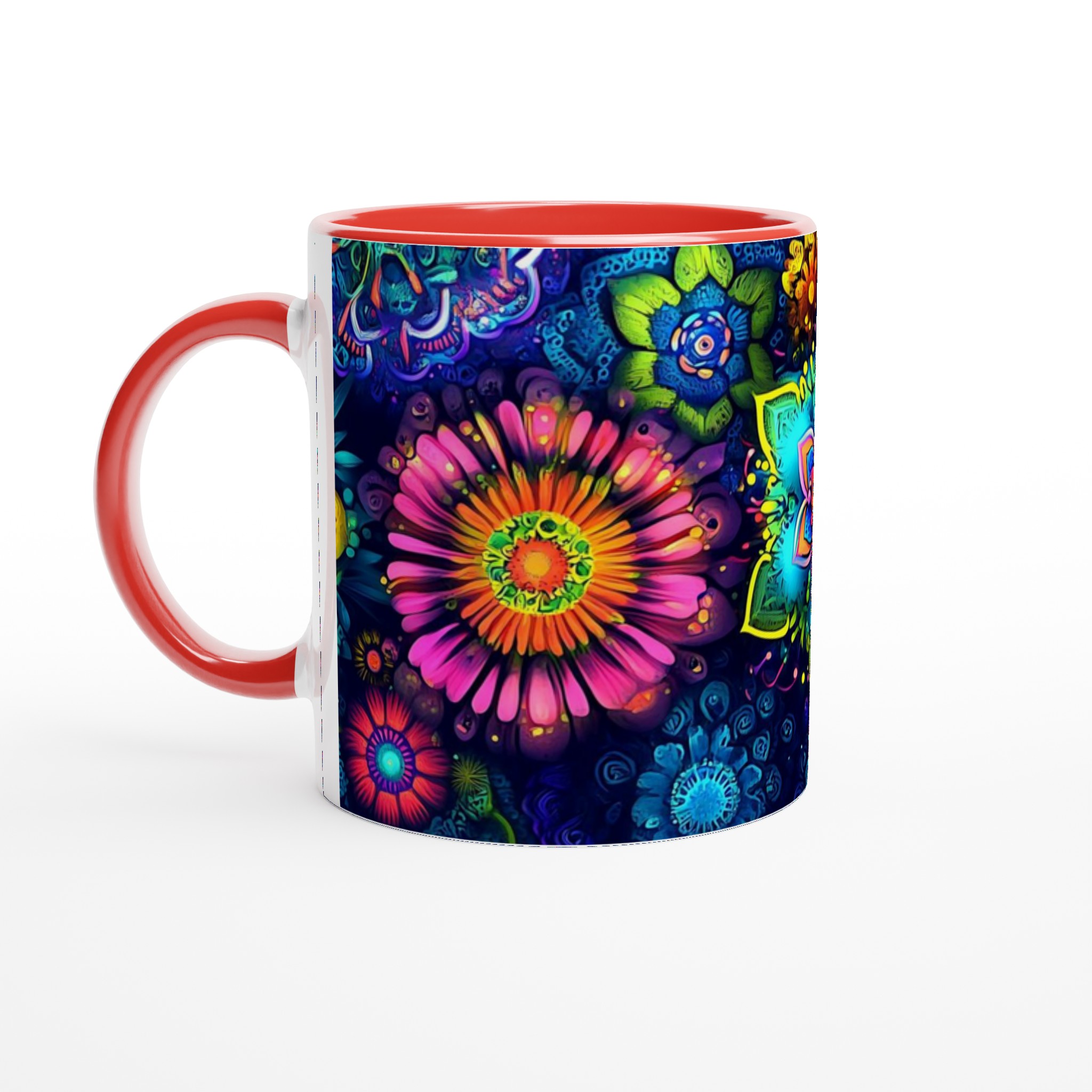 Psykedelisk Floral Mugg – Livfulla Mandala Blommor i 11oz Keramik, Välj Din Färg! 5 a8473331-40e9-4ea9-876c-d6b78bae0e47