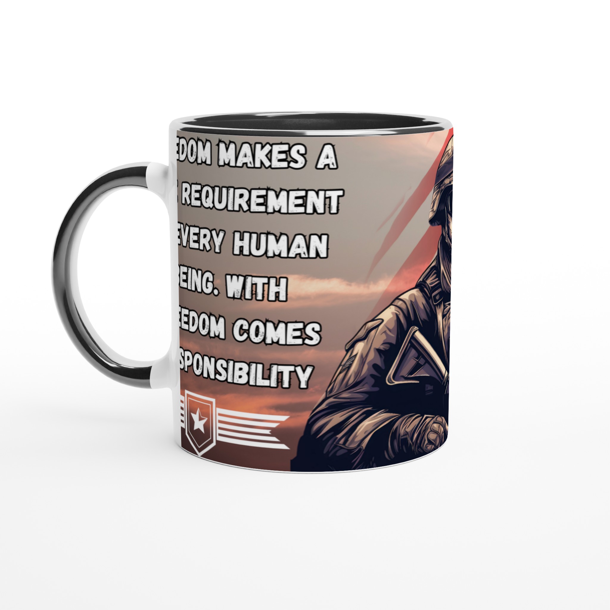 Vit 11oz keramisk mugg med patriotiskt soldatmotiv – välj bland 7 livfulla keramiska färger 4 a850d1ed-5f0d-4210-827f-aaa3efee7176