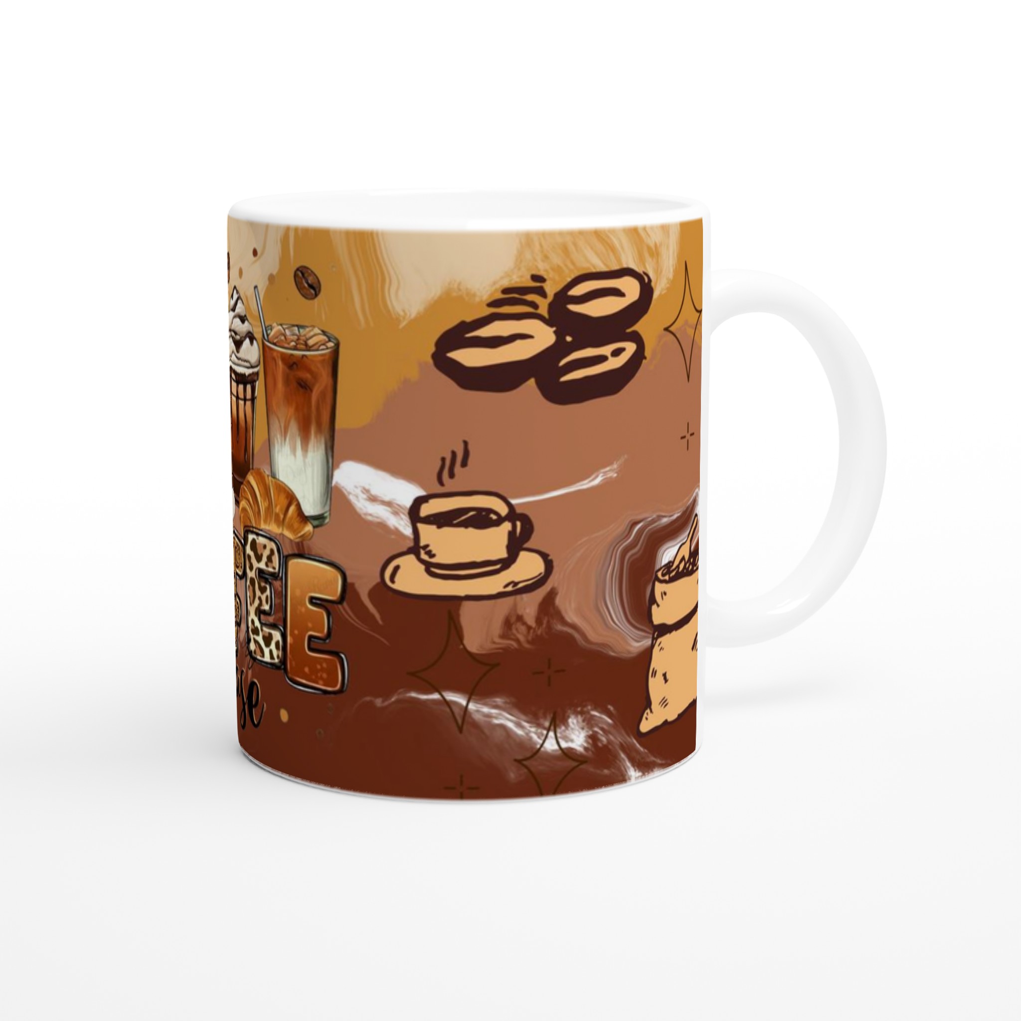 Vit 11oz keramisk mugg med kaffeglädje i varma jordnära toner 9 a858c2ae-3eec-4f56-88b4-67cd19835c6f