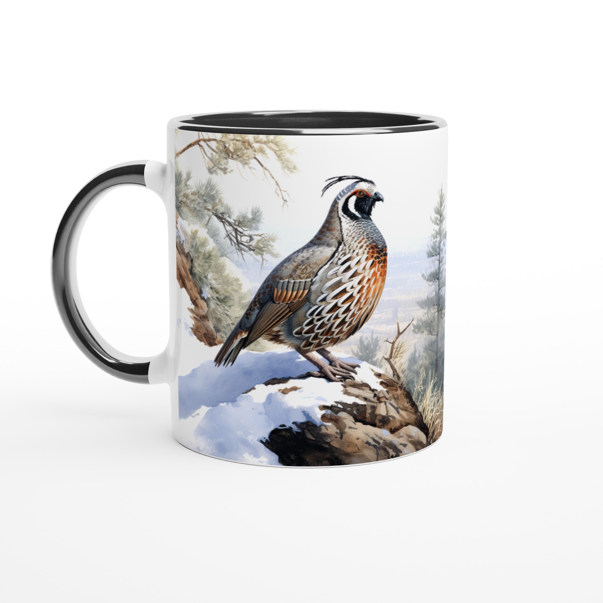 Vit 11oz keramisk mugg med elegant vildfågelmotiv i naturskön palett – välj din favoritfärg 4 a85ce42b-cef9-4f3b-b157-de76c97d9944
