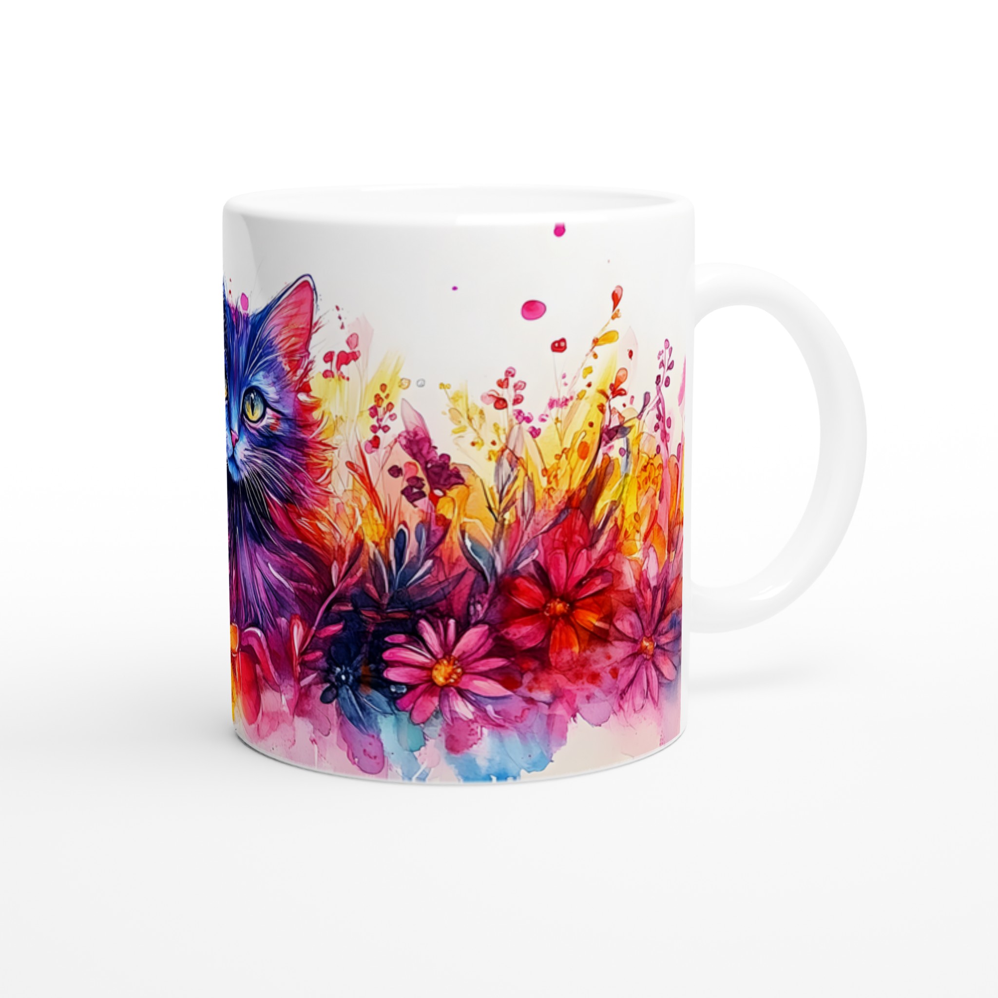 Färgsprakande Katt & Blommor Keramikmugg – 11oz Konstnärlig Kaffekopp för Katälskare 9 a8e55a28-5d61-4e5f-a6a7-689e5558c177