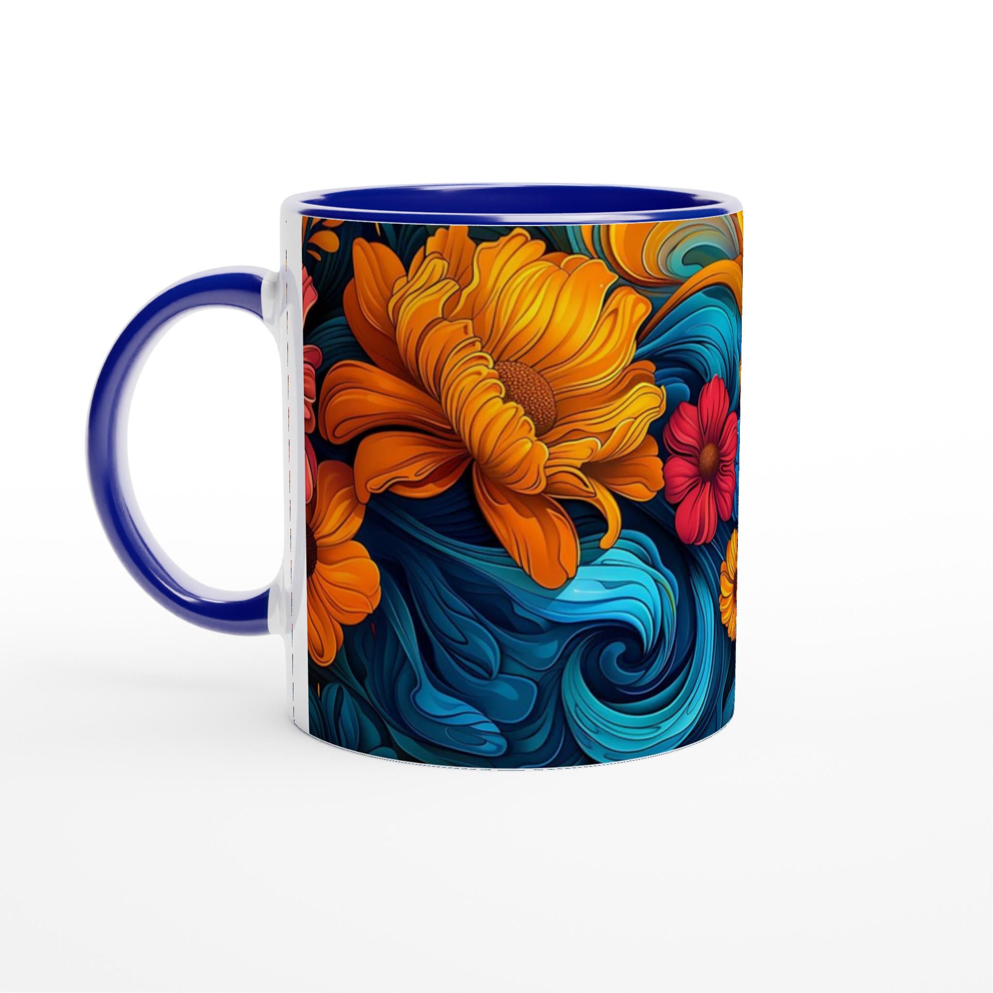 Färgglad Blommig Keramisk Mugg – 11 oz Vit Mugg för Livliga Dryckesstunder 2 a8f45179-618c-49a1-b157-53a4738274a0