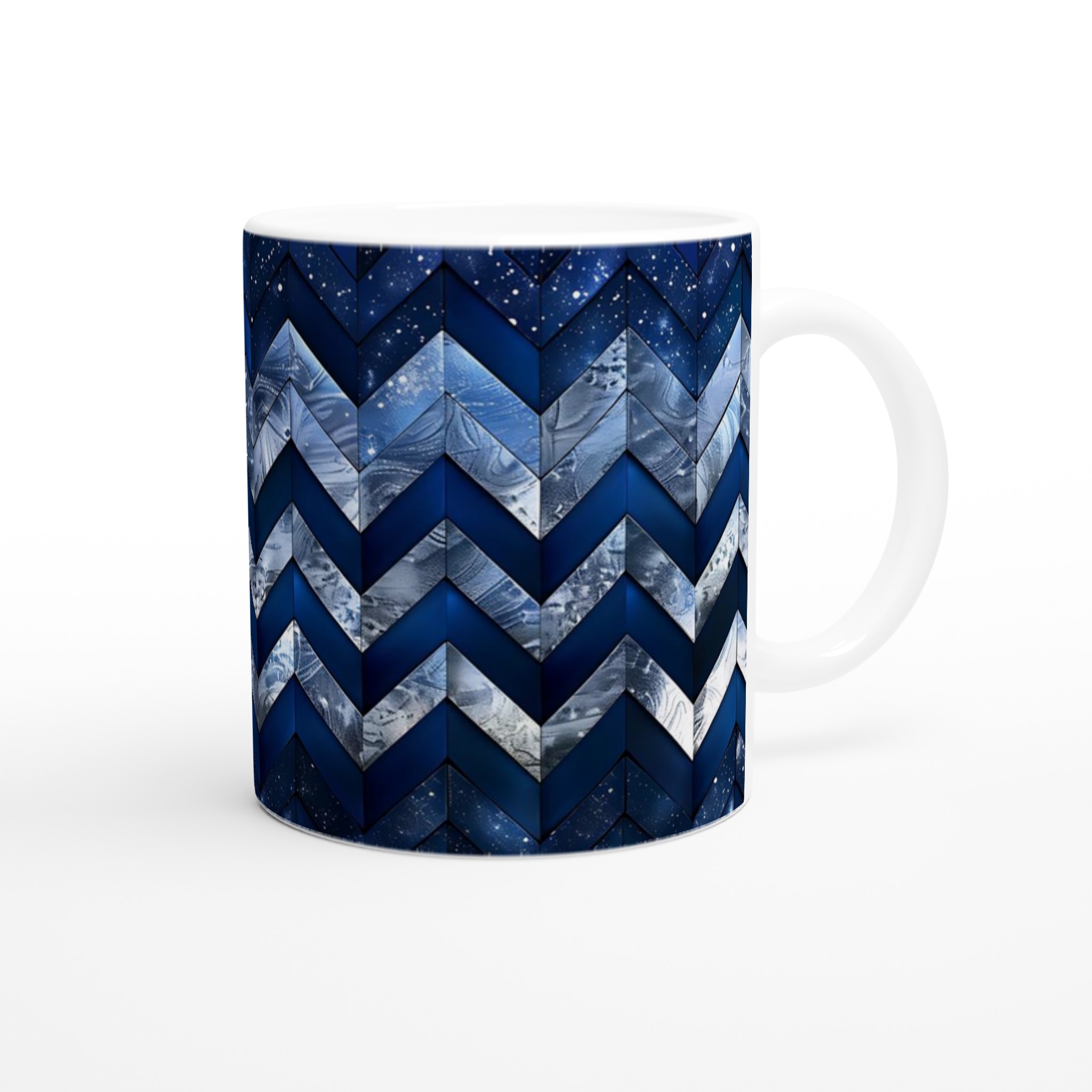 Vit 11oz keramisk mugg med djupblå natthimmel & mönster – välj din favoritfärg 9 a9087f1e-05c1-4171-b528-39bd0686629a