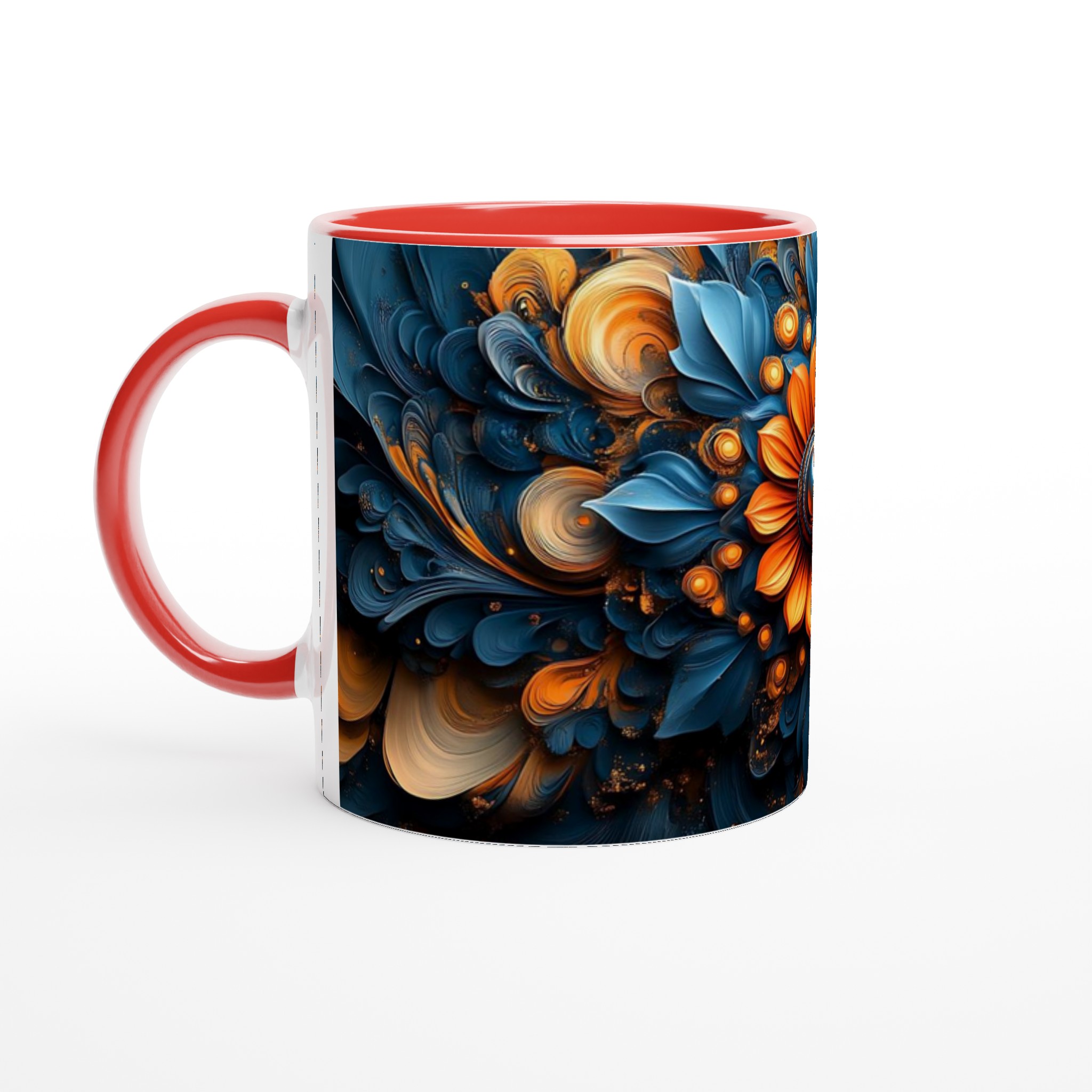 Abstrakt Blommig 11oz Keramisk Mugg – Konstnärlig Design i Blått & Orange, Välj Din Favoritfärg! 5 a93ba464-fdc1-4f2d-b044-7109858631dd
