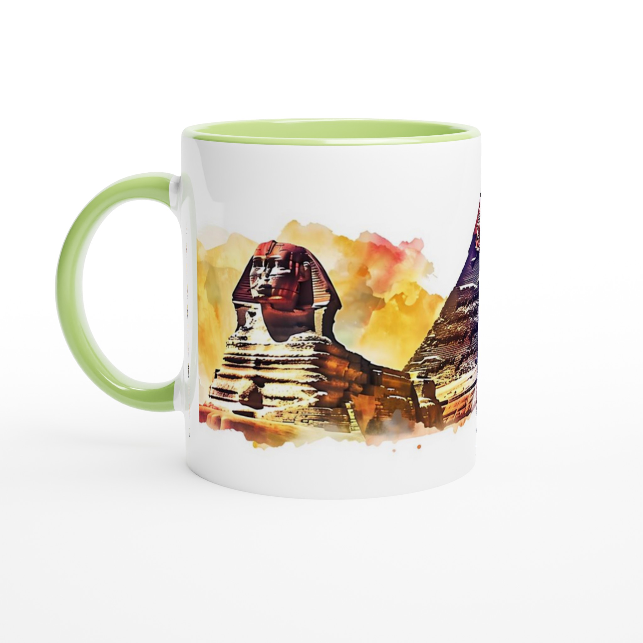 Egyptisk Akvarell Mugg - Sfinx & Pyramider i Levande Konst, Välj Färg 7 a9410092-0847-4301-8d80-f0647be2bb6d