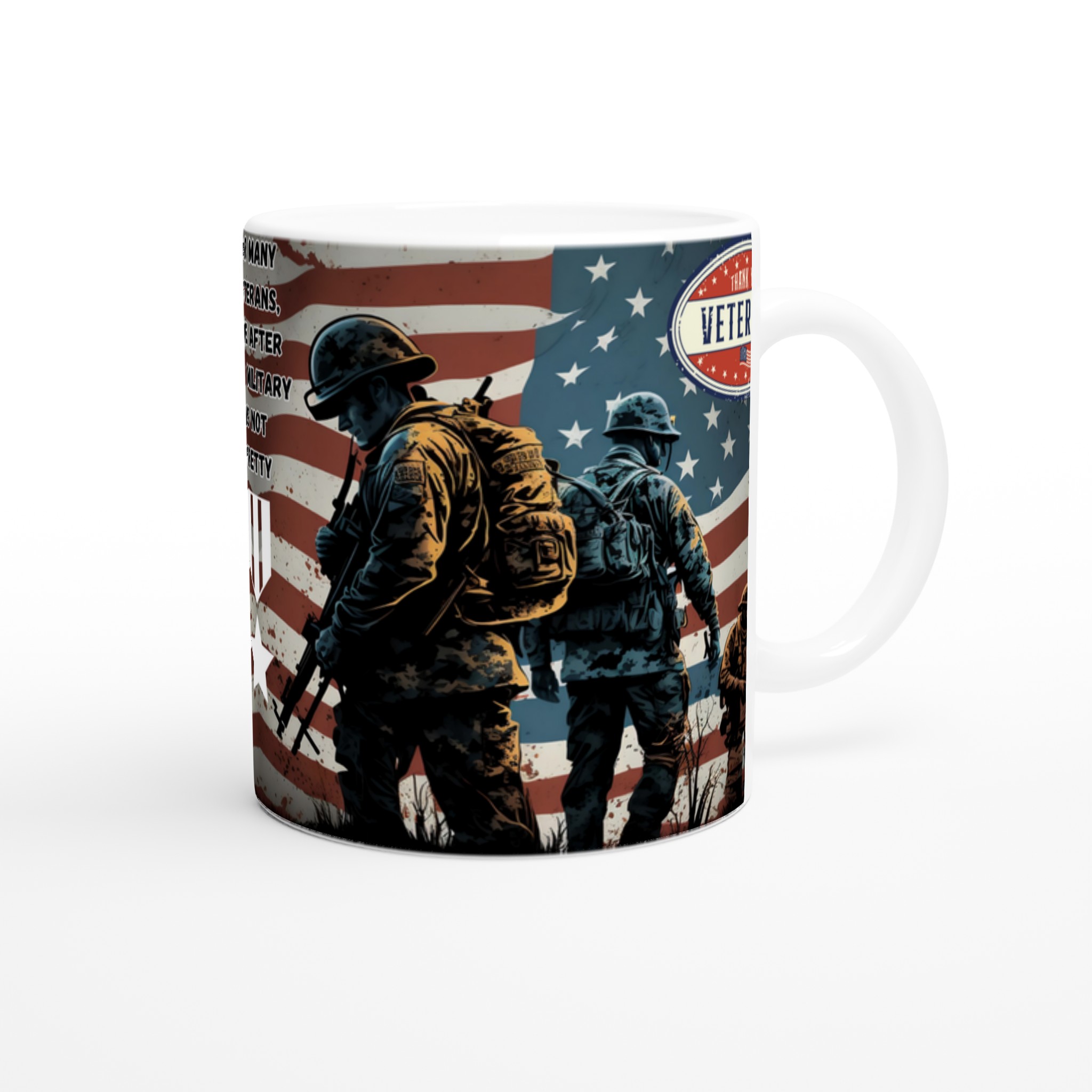 Vit 11oz keramisk mugg med patriotiskt veteranmotiv i flera färgval 9 a944847a-52ff-4f54-b4fb-f8152de796da