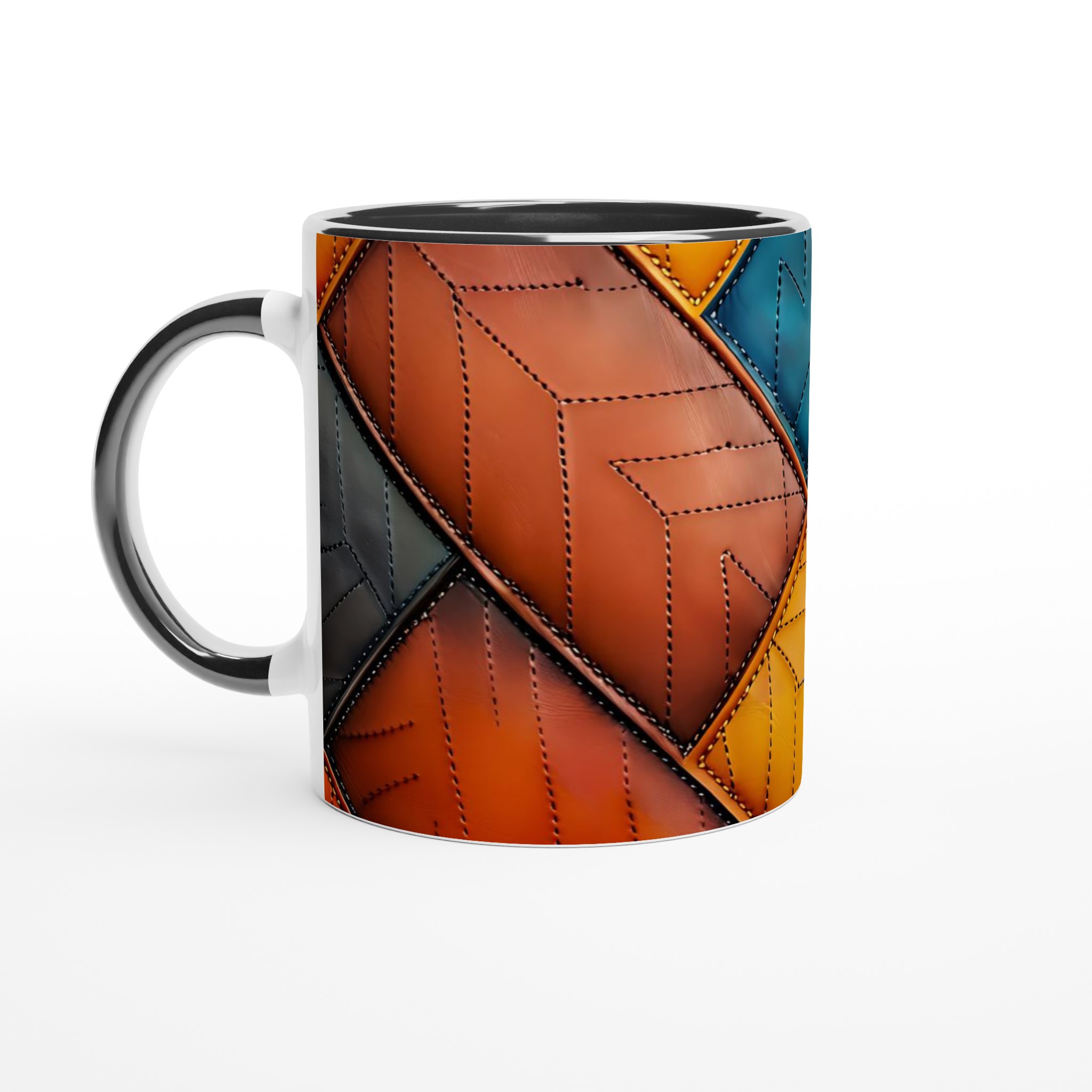 Konstnärlig 11oz Keramisk Mugg – Färgglad Geometrisk Design i Vågad Quiltstil 4 a9901a05-f998-4180-9448-be628dec12f6