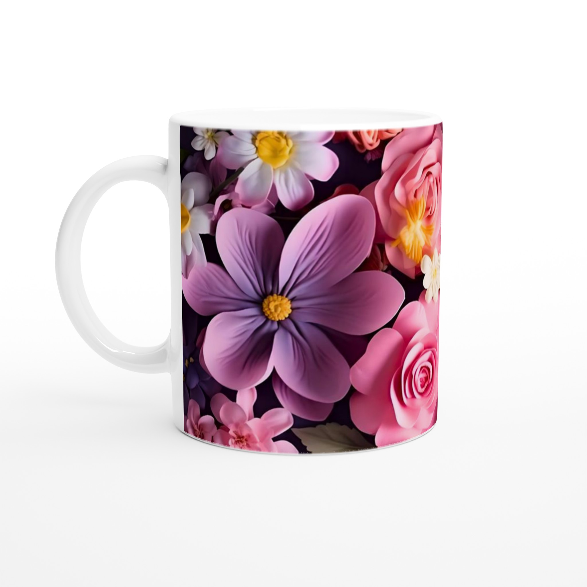 Elegant Vit 11oz Keramisk Mugg med Blomsterprakt i Flera Färger 1 a9b3885b-49e3-4762-b60e-a2ed871f182e