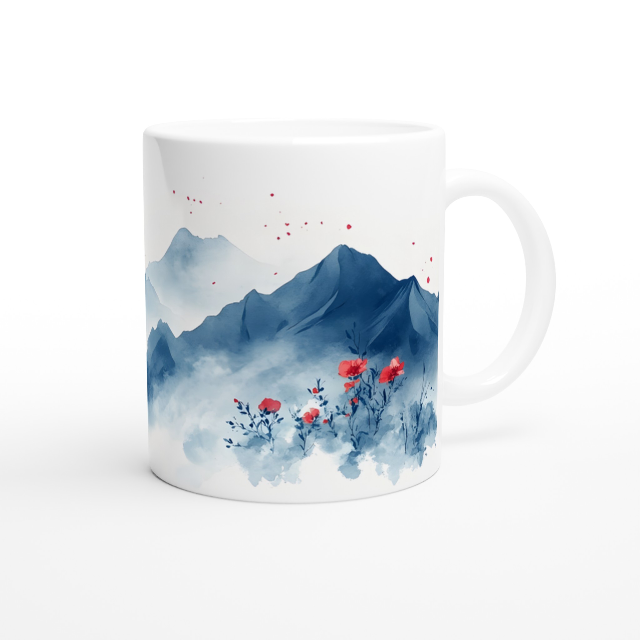 Dimhöljda Berg & Röda Blom – 11oz Keramisk Mugg för Konstälskaren i Sju Färgval 9 a9f1930a-be6f-4ef7-aa8d-93a0dd2cd32a
