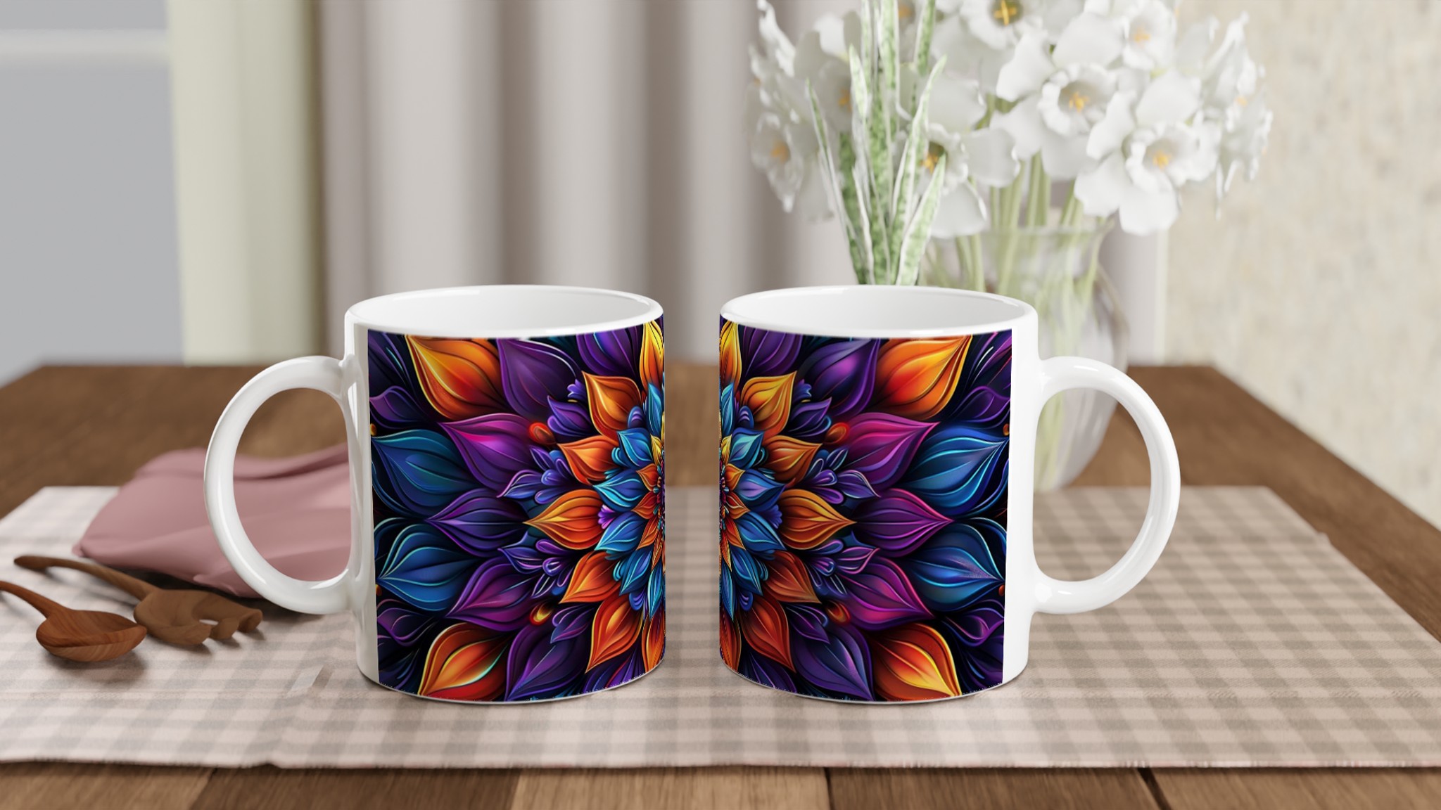 Abstrakt Mandala Konst Mugg – Livfulla Lila och Orange Nyanser – 11oz Keramikmugg 11 aa0e741f-d796-420d-9623-5ffa13e36051