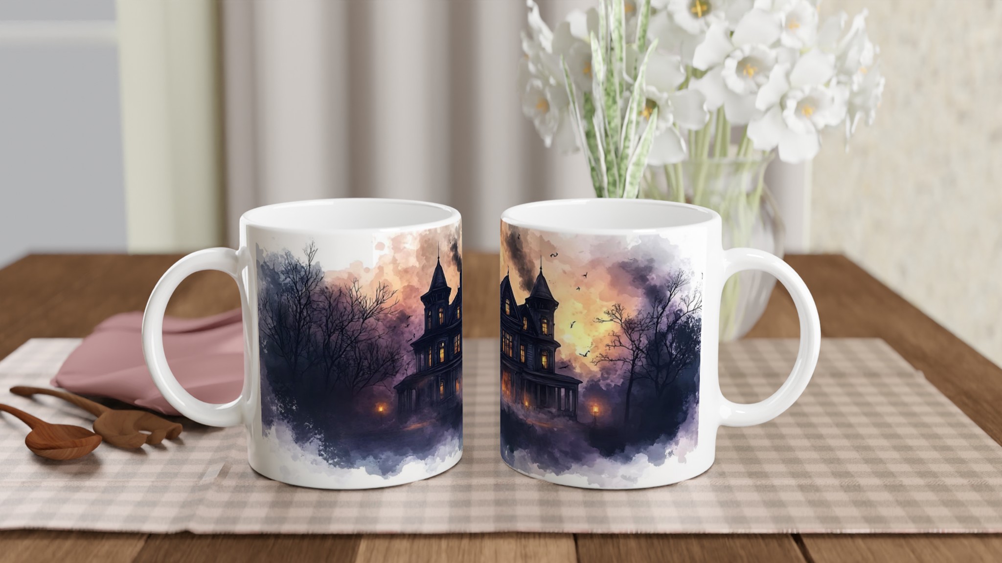 Mystisk Gotisk Herrgård Mugg – Spöklik Design i Vattenfärg, Perfekt för Halloween & Skräckfans i Flera Färger 10 aa443537-d203-43ee-9718-21a3dafbb0d7
