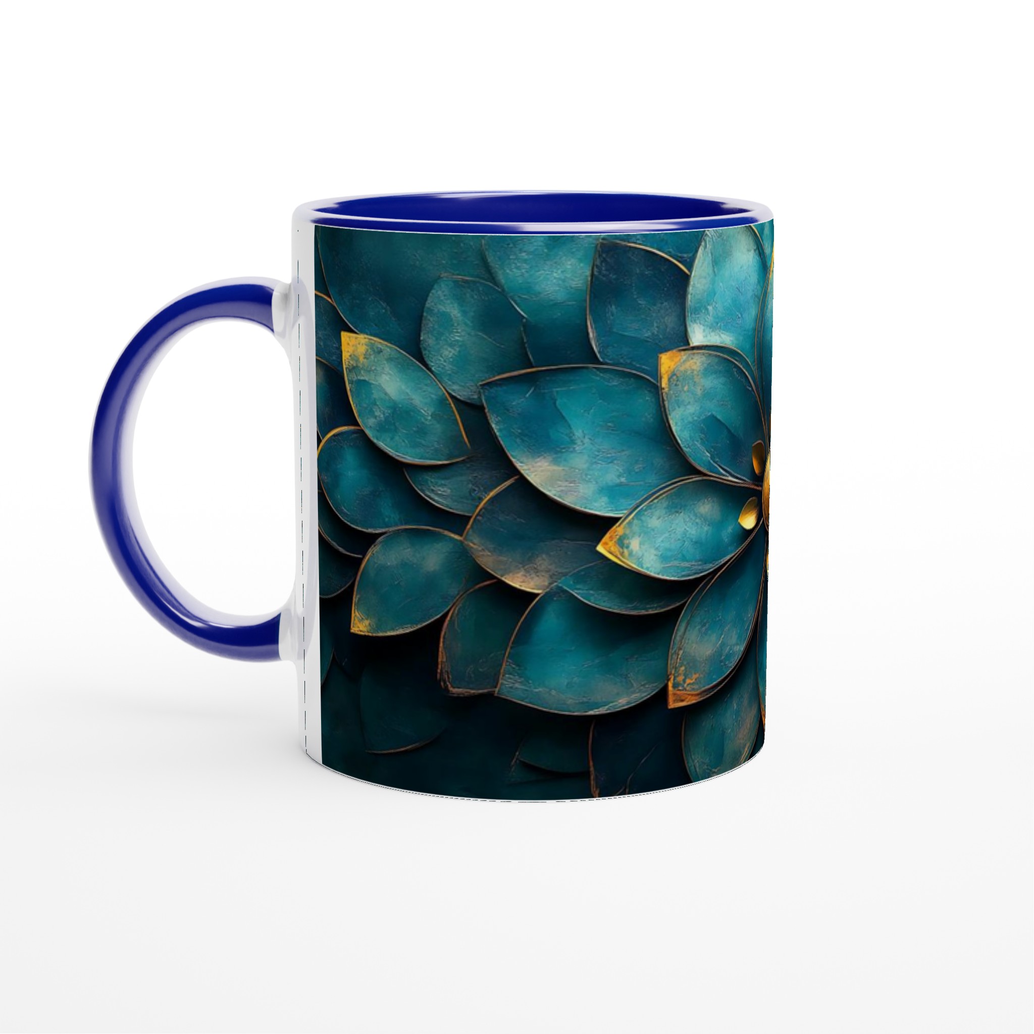 Lyxig Lotusmugg – Blågrön & Guld Keramisk Kaffemugg, 11oz – Välj din färg! 2 aab6149c-33d1-463f-85b6-e1188817283e
