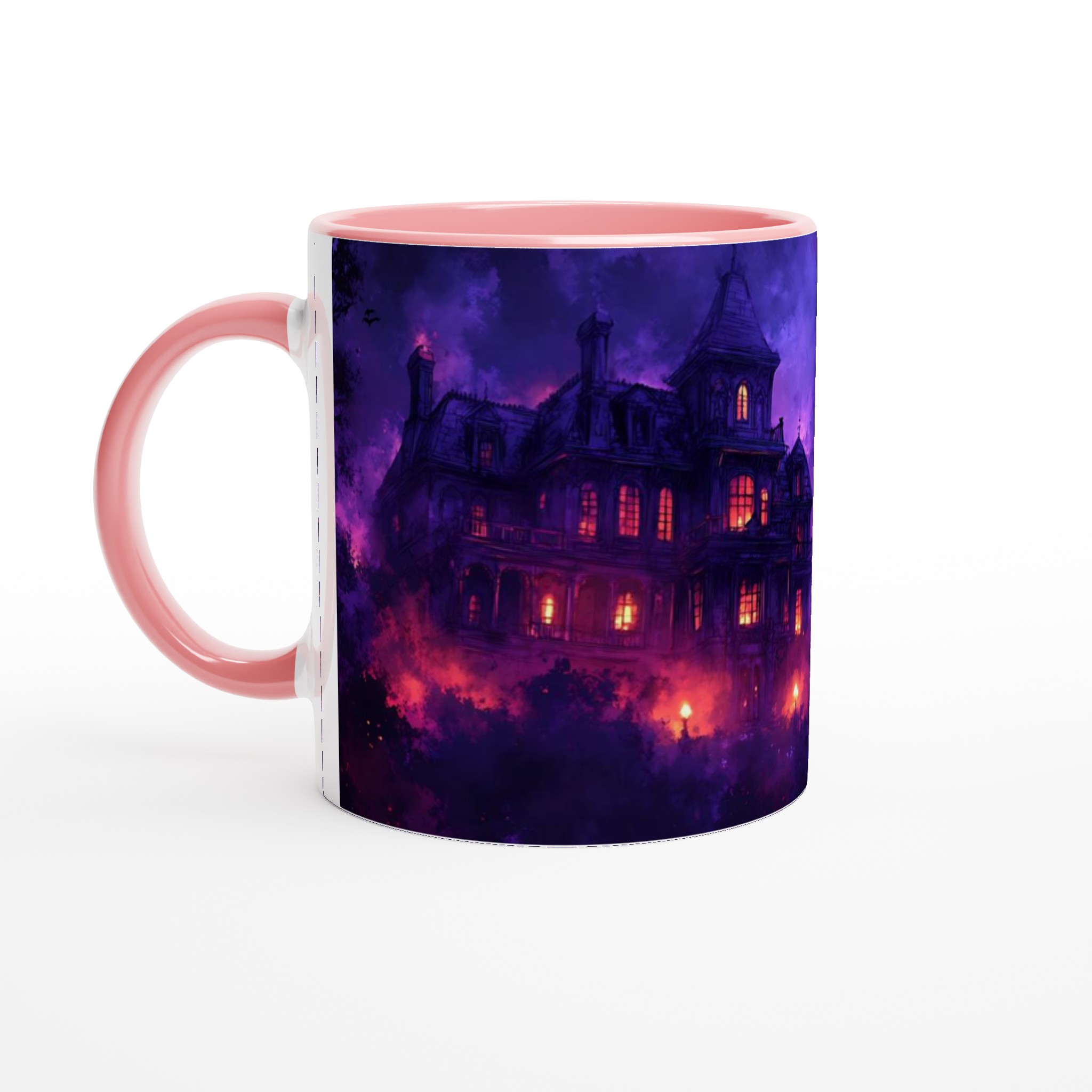 Vit 11oz keramisk mugg med mystisk gothisk slottsillustration – välj bland sju färgsprakande keramiknyanser 6 aab9ca44-43e2-4d37-81db-d6ab6ba771b6
