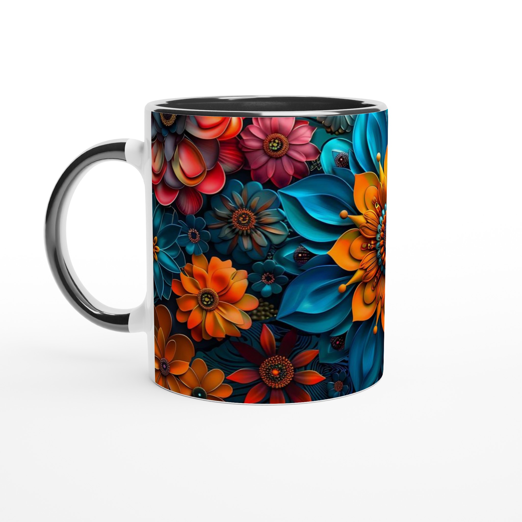 Mångfärgad blommig keramikmugg – 11 oz premiummugg i ditt val av sju livfulla färger 4 aaec6229-0c7f-44ae-9d4d-608909fc3b7d