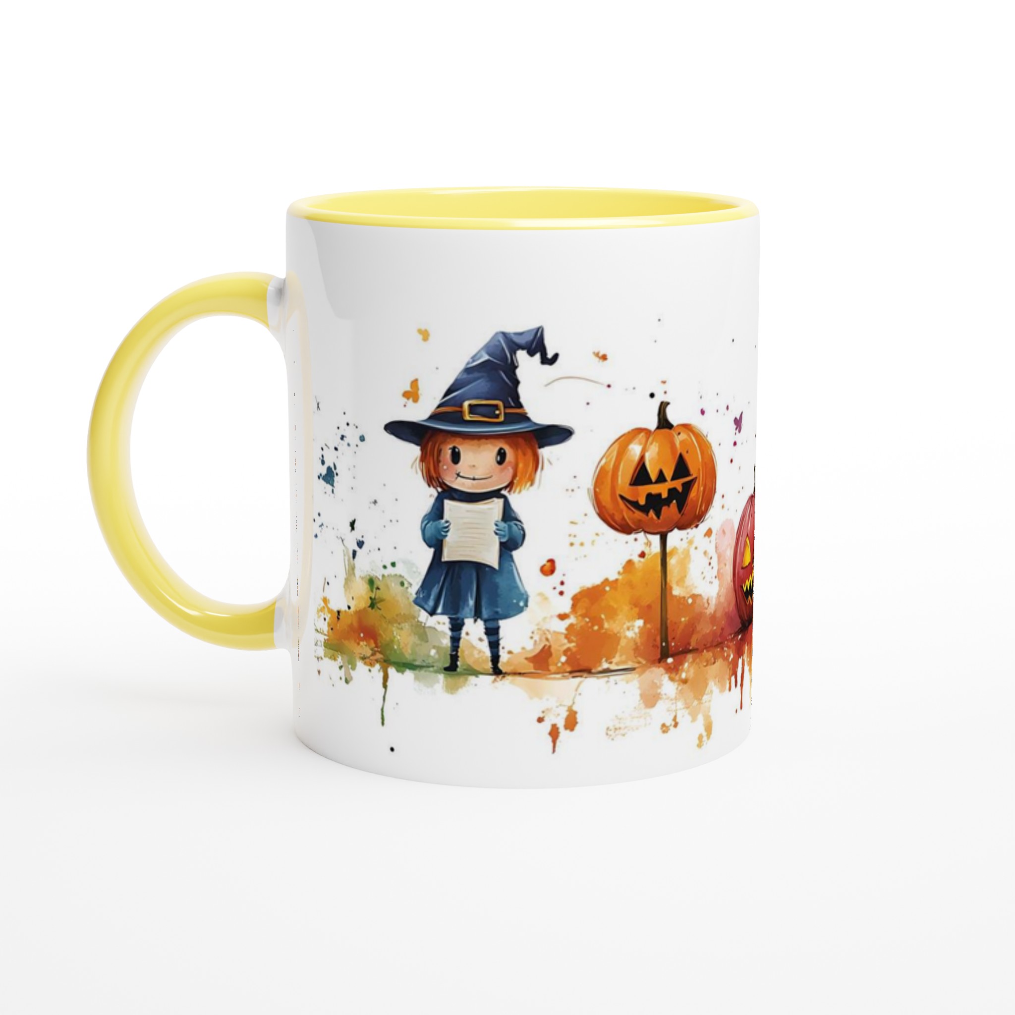 Förtrollande Halloween Vattenfärgsmugg – 11oz Keramisk Mugg med Lekfulla Monster & Pumpor 3 aaed32c6-437d-4453-bcc8-51e0f36a1d67