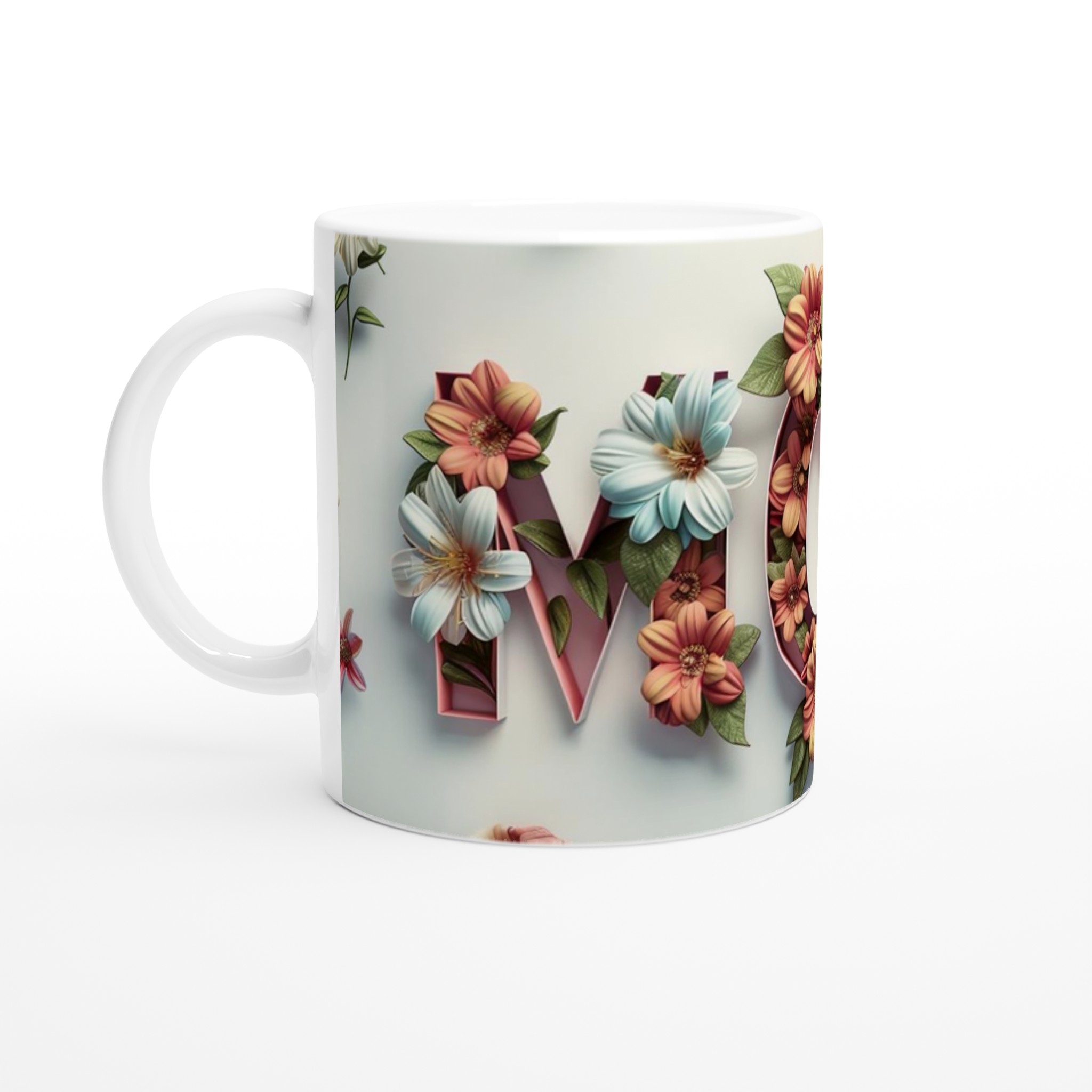 Vit 11oz keramisk mugg med blomstrande motiv – välj din perfekta färg 1 aafa89f8-3761-427f-a037-f292a6aec87a