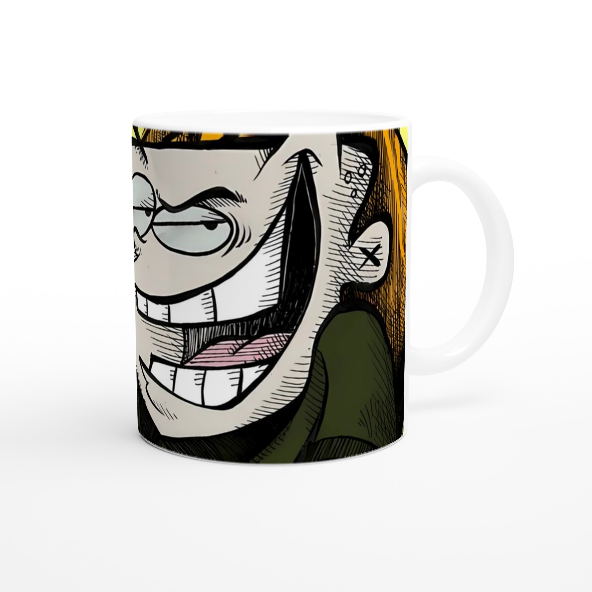Vit 11oz keramisk mugg med lekfullt tecknat motiv – välj bland flera färgstarka keramiska nyanser 9 aafd32bf-1790-4e8a-a15e-6d092a94a6c8