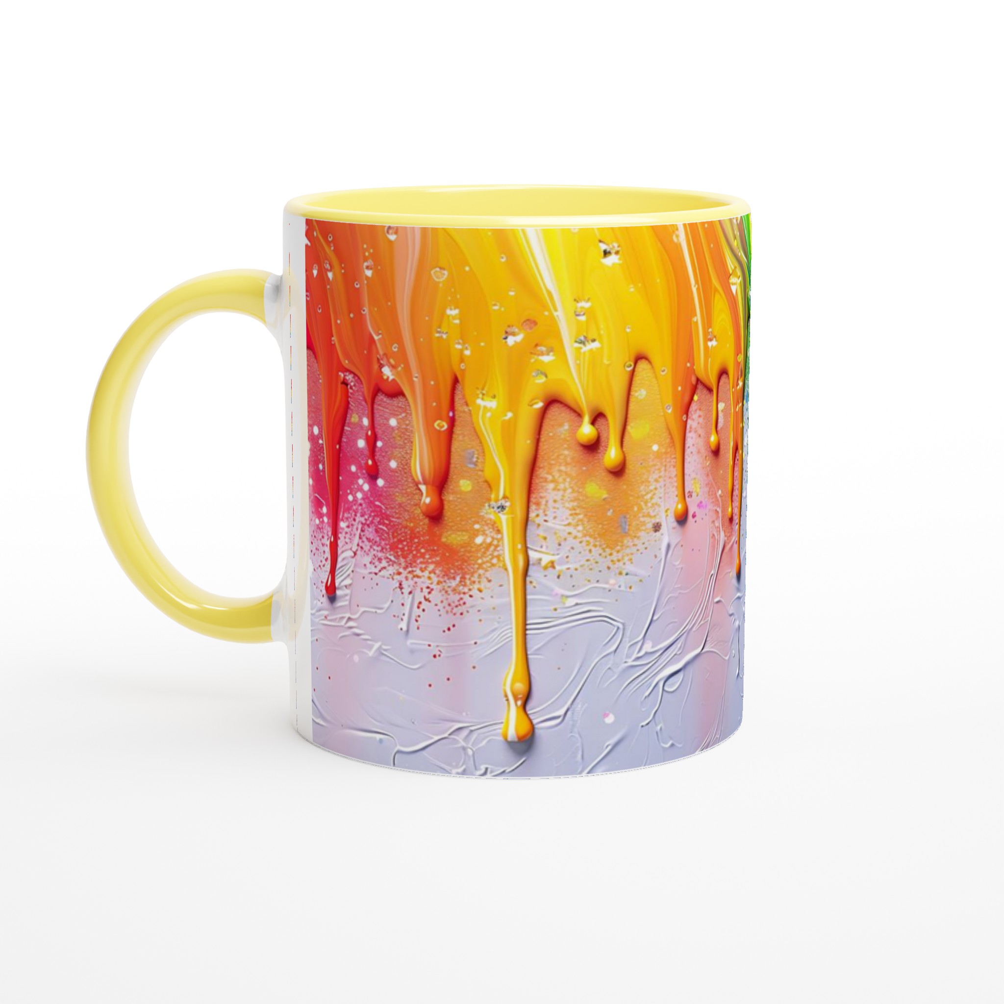 Livfull Vit 11oz Keramisk Mugg med Färgsprakande Drippande Konstmotif i Sju Färger 3 ab15ebaa-d9ac-41f4-8dfb-26f5aee18cd8