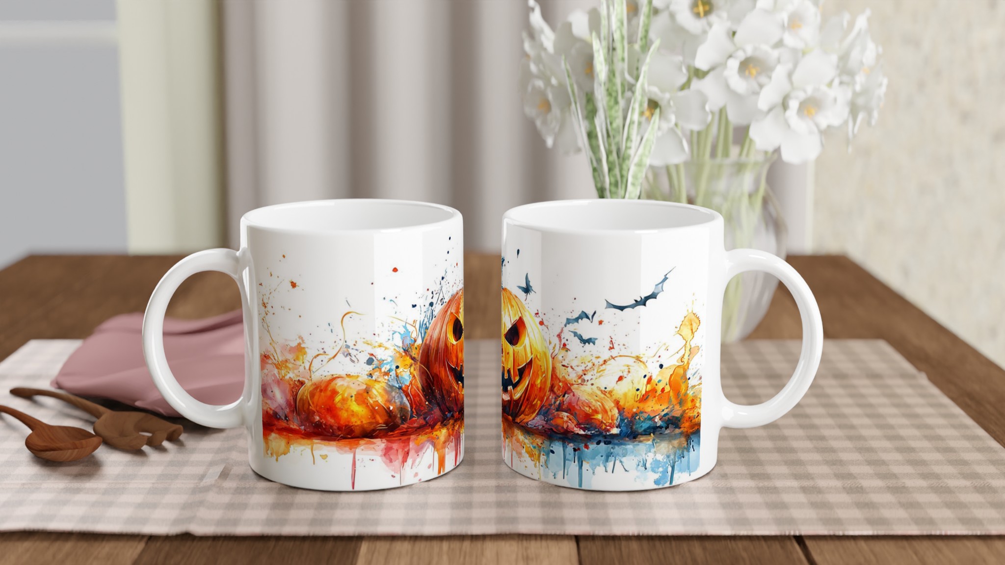 Spöklik Akvarell Halloween Mugg - Skrämmande Pumpa Design i Livfulla Färger, 11oz Keramik 10 ab19b759-c3fe-4d2c-8a5e-d4f5b61a53b1