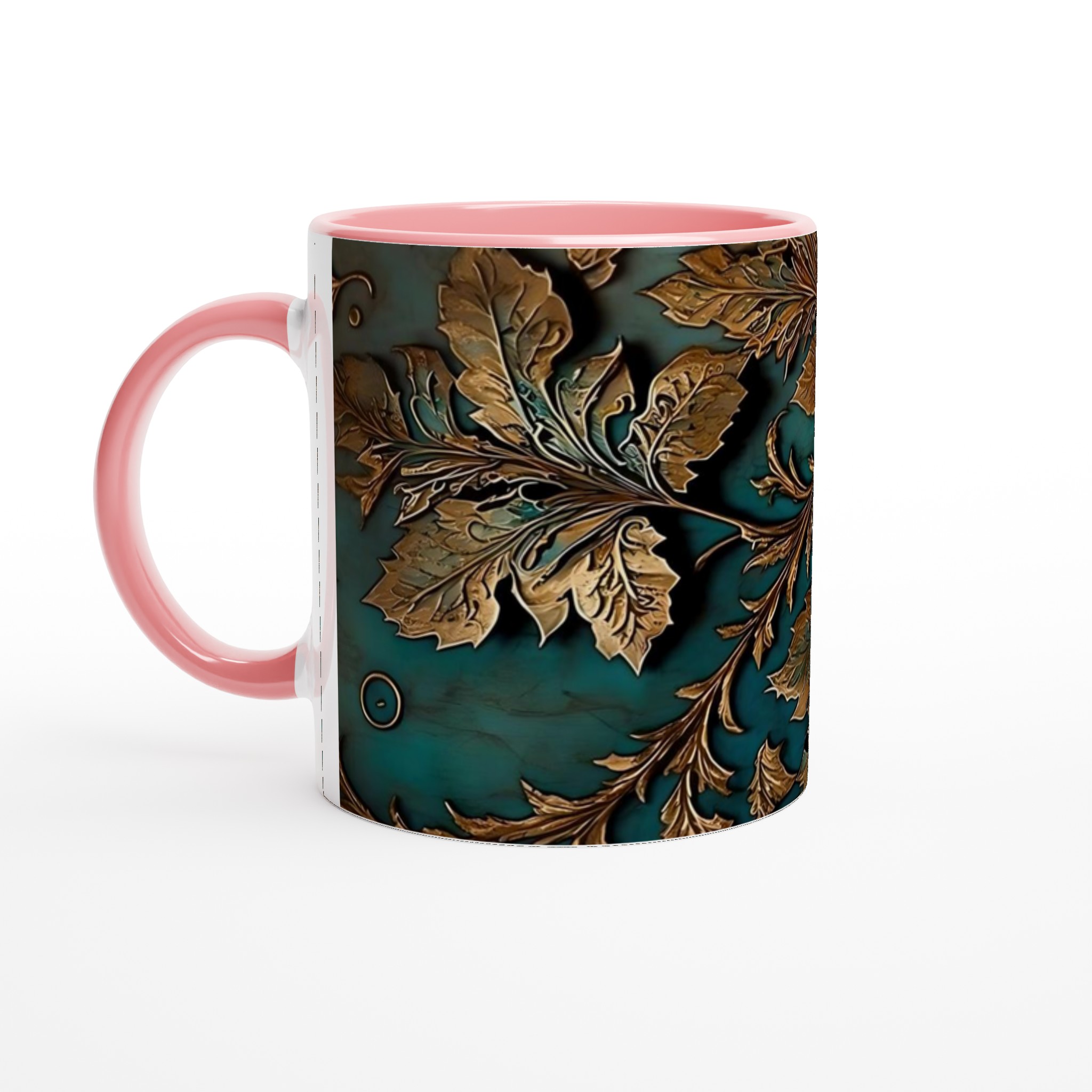Vit 11oz Keramisk Mugg med Eleganta Gyllene Blad – Välj Din Favoritfärg 6 ab815951-7bfd-49f0-b99f-67224f633981