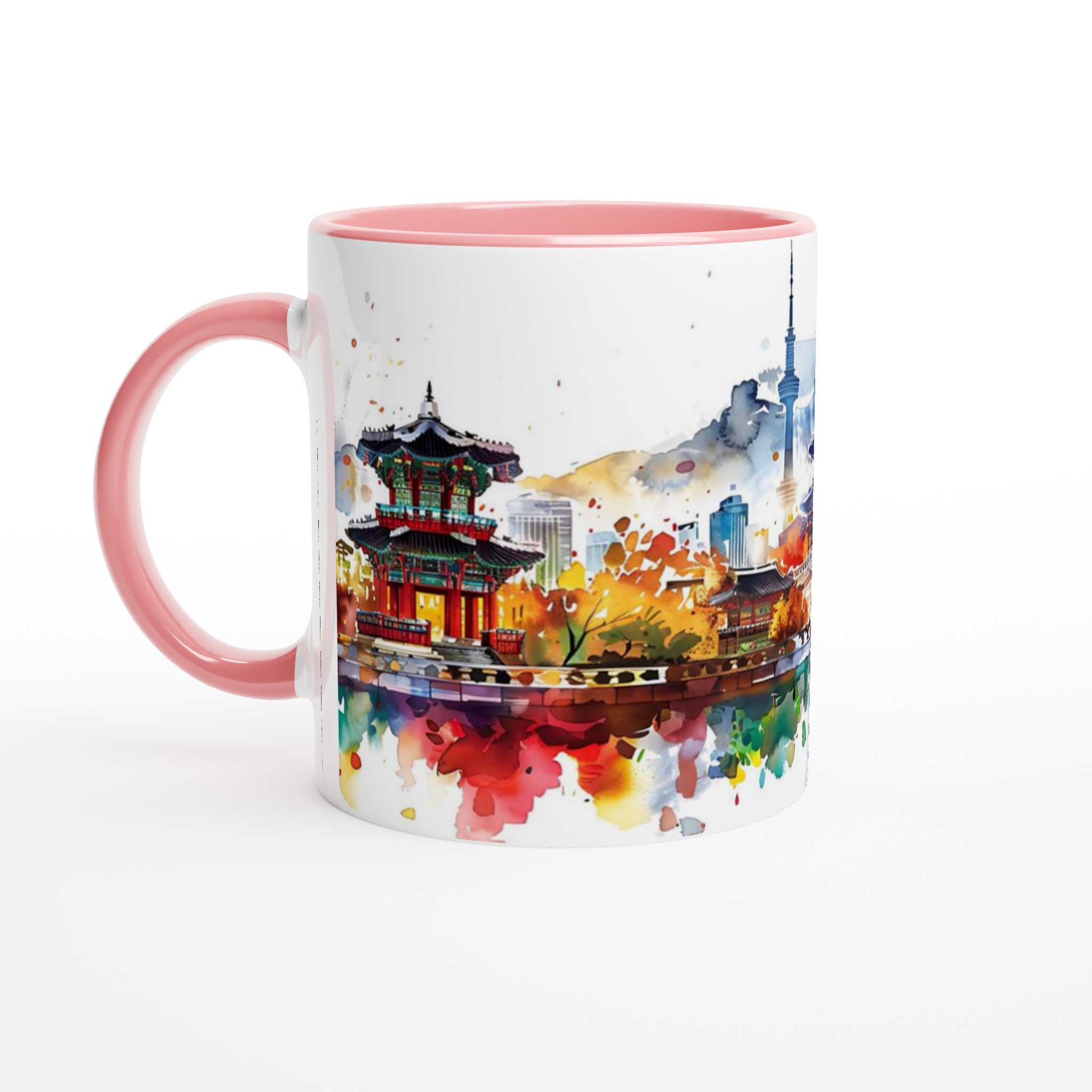 Seoul Skyline Akvarell Mugg - Koreansk Reseminne i Vattenfärg, 11oz Keramik 6 aba2b00f-d0ec-4adf-a7f6-44298c89d751