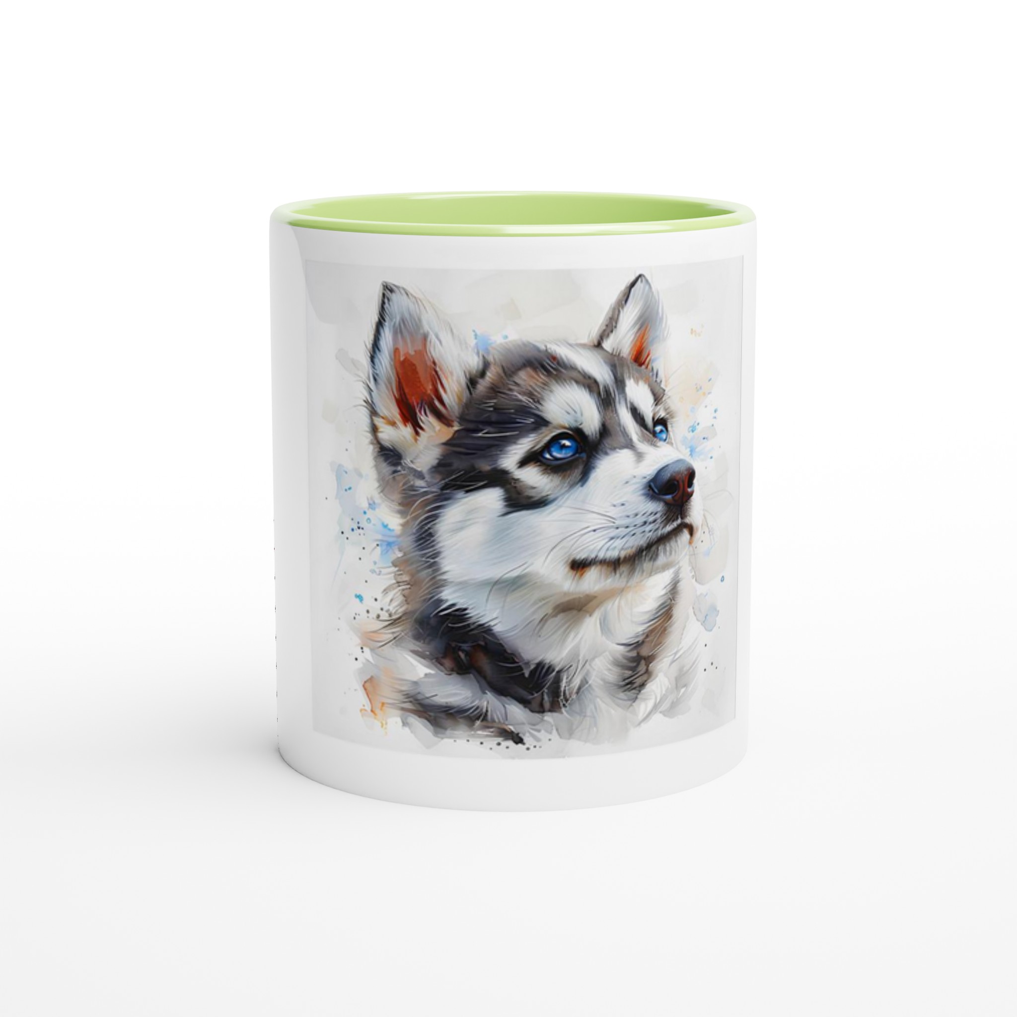 Vacker Husky Valp Akvarell Keramikmugg – Färgad insida & handtag i ditt val av 6 nyanser 4 abe07ec7-7ba0-47e0-8a8f-513dc61b1ab8