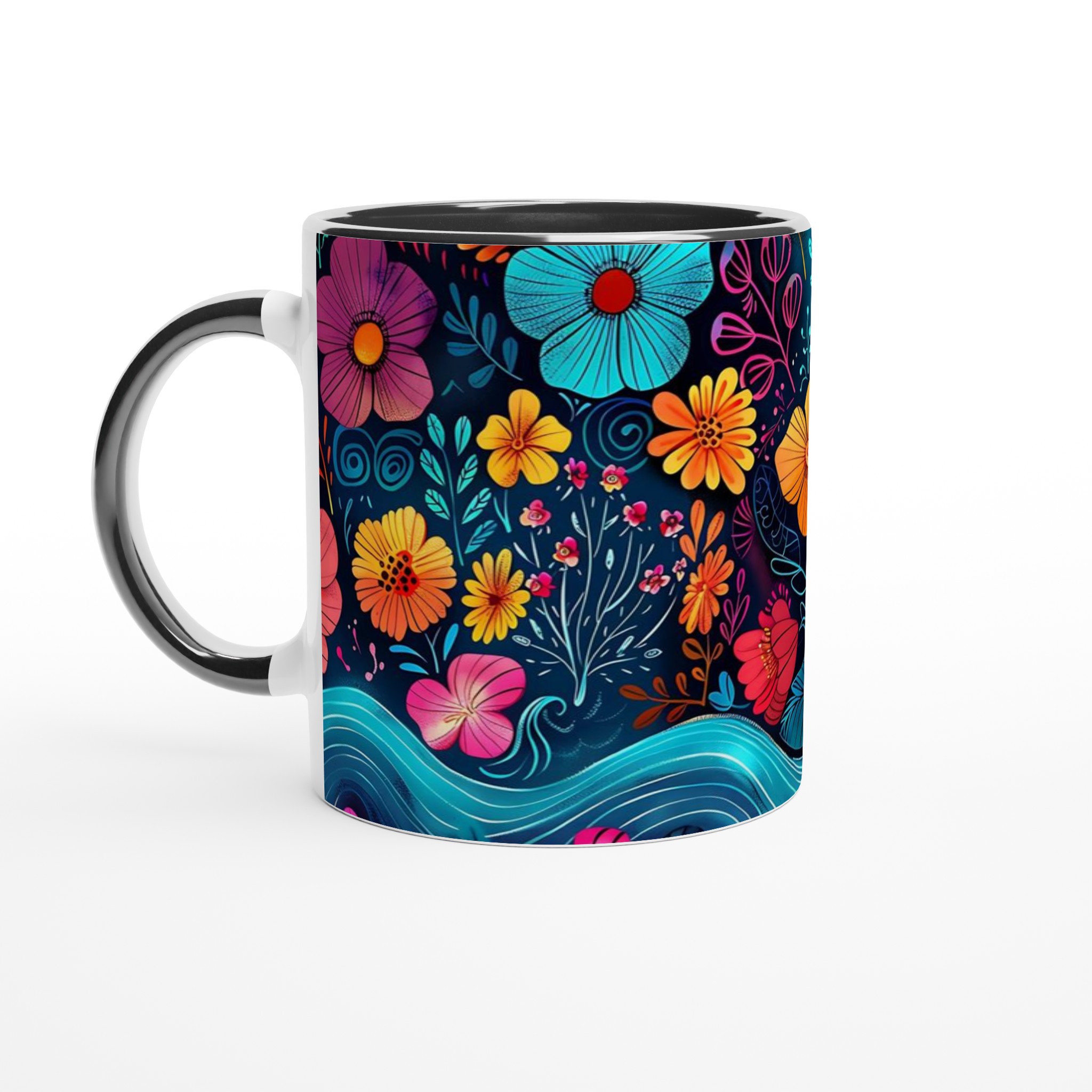 Färgsprakande Blomstermugg – 11 oz Keramikmugg i Ditt Val av Färg 4 ac0f722c-9695-4c40-a693-8938af7beb22