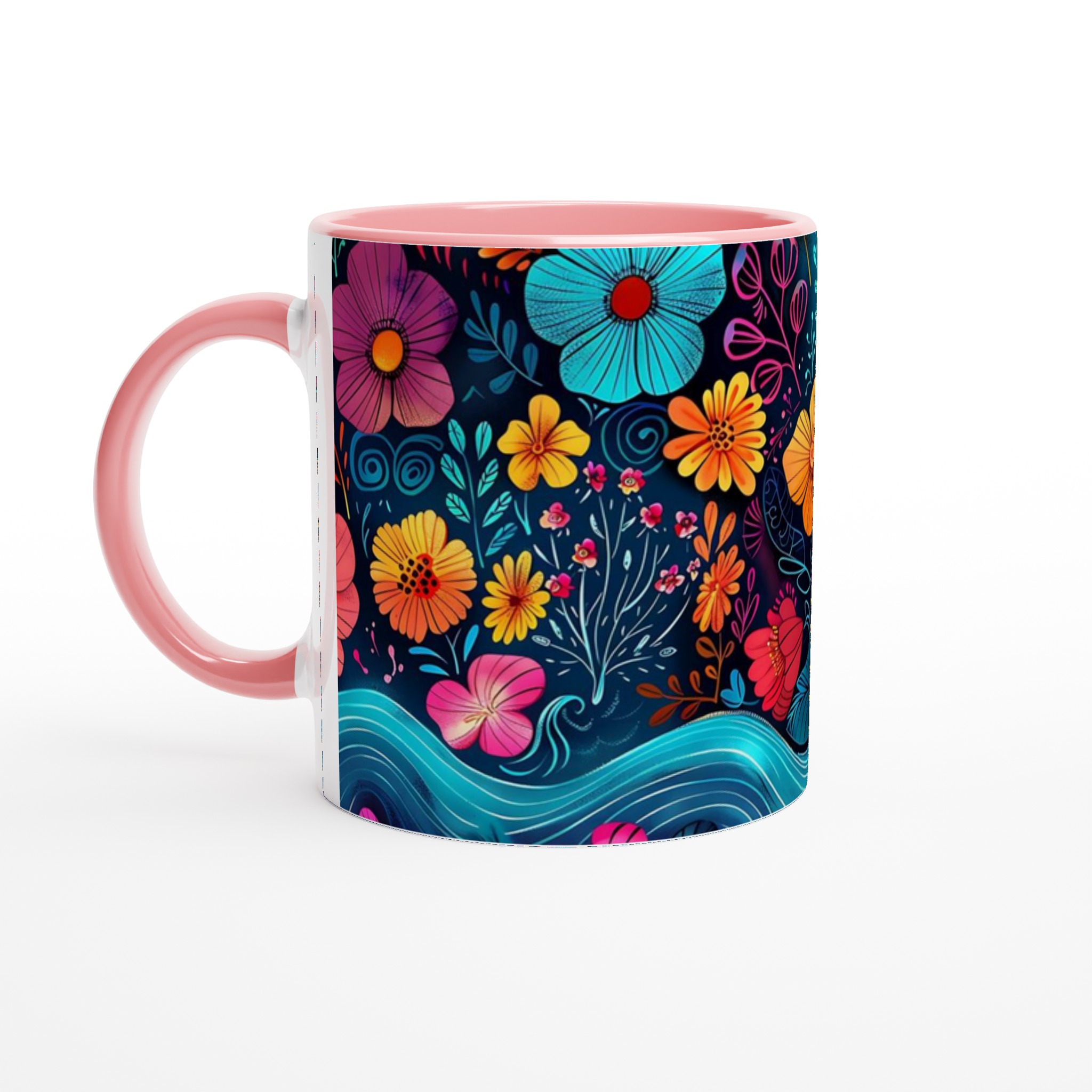 Färgsprakande Blomstermugg – 11 oz Keramikmugg i Ditt Val av Färg 6 ac14c653-cfef-46c7-a83d-f55812e3d2fb