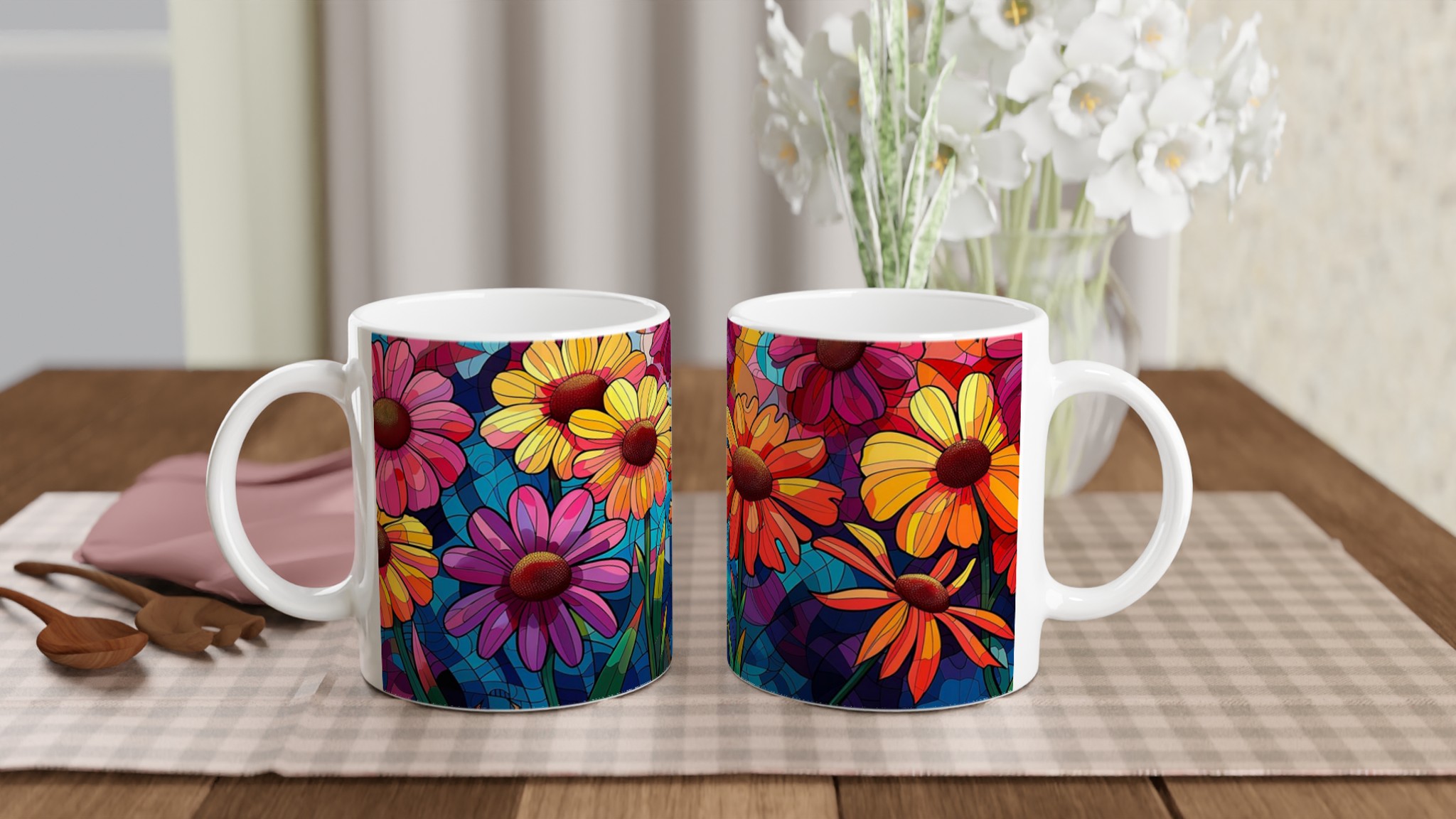 Färgsprakande Blommönster 11oz Keramisk Mugg – Välj bland 7 Livfulla Färger! 10 ac37d306-f4e0-4d12-95f1-eea0b51dcced
