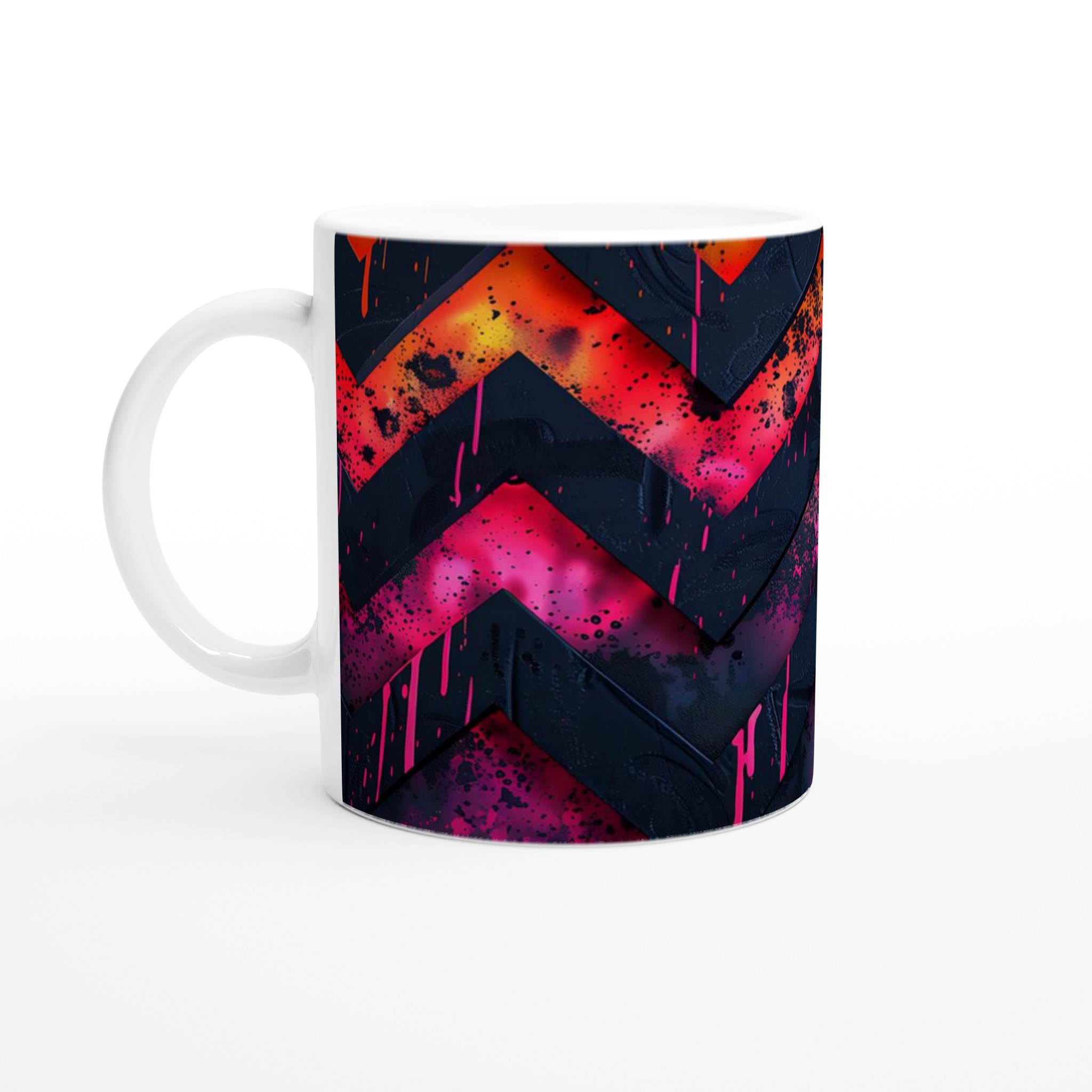 Vit 11oz keramisk mugg med djärva neonmönster – välj bland sju färgstarka keramiska nyanser 1 ac59c666-c941-4072-bc92-329960777a3a