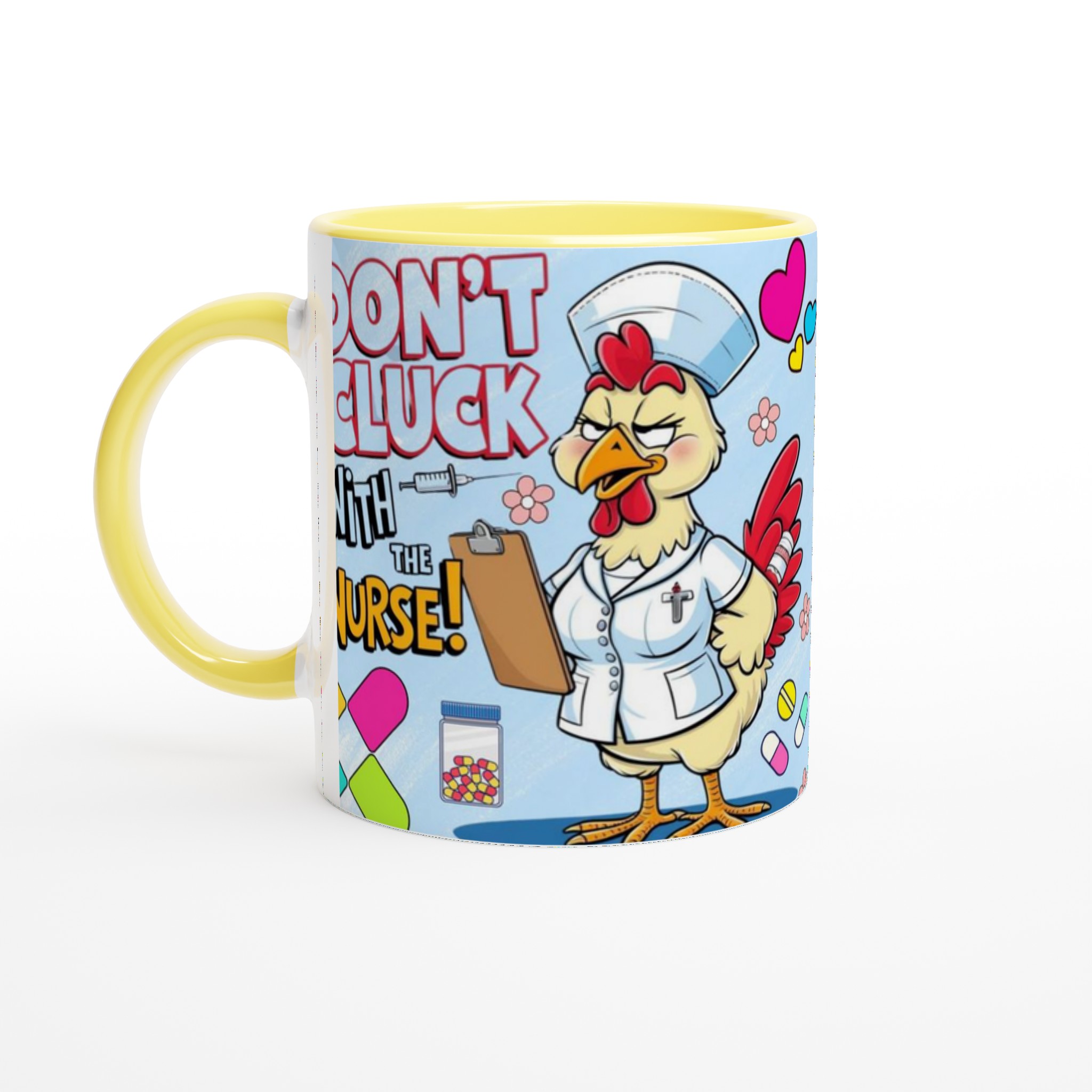 Vit 11oz keramisk mugg med lekfullt sjuksköterske-humor i sju färgstarka nyanser 3 ac76502a-091e-4639-b545-7cbe870f3a76