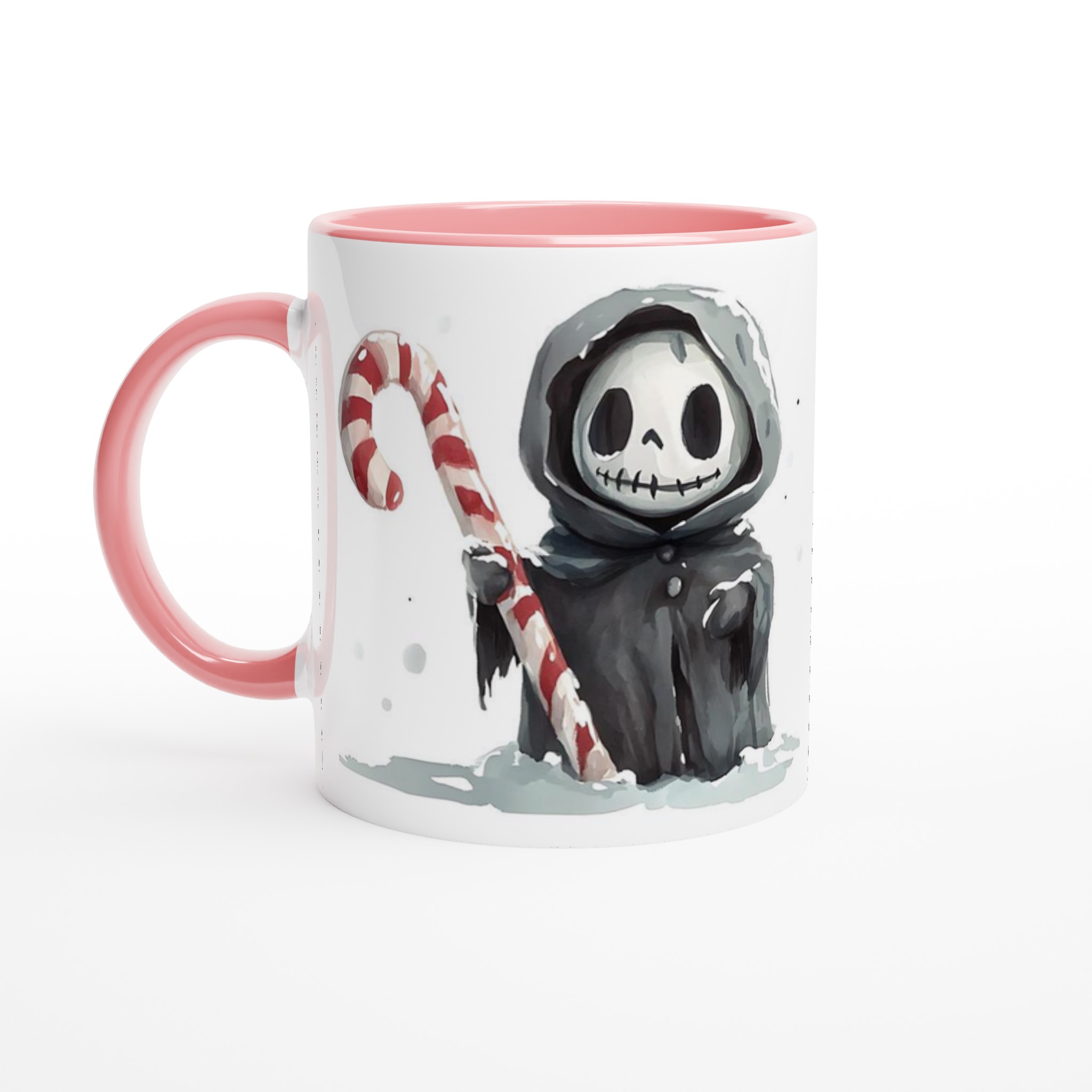 Söt Dödskalle med Polkagris Mugg - Vinterglädje & Charm i 11 oz Keramik, Välj Din Färg! 6 ac83aff7-f6bf-4aec-b8b4-4f3bd02b62ed