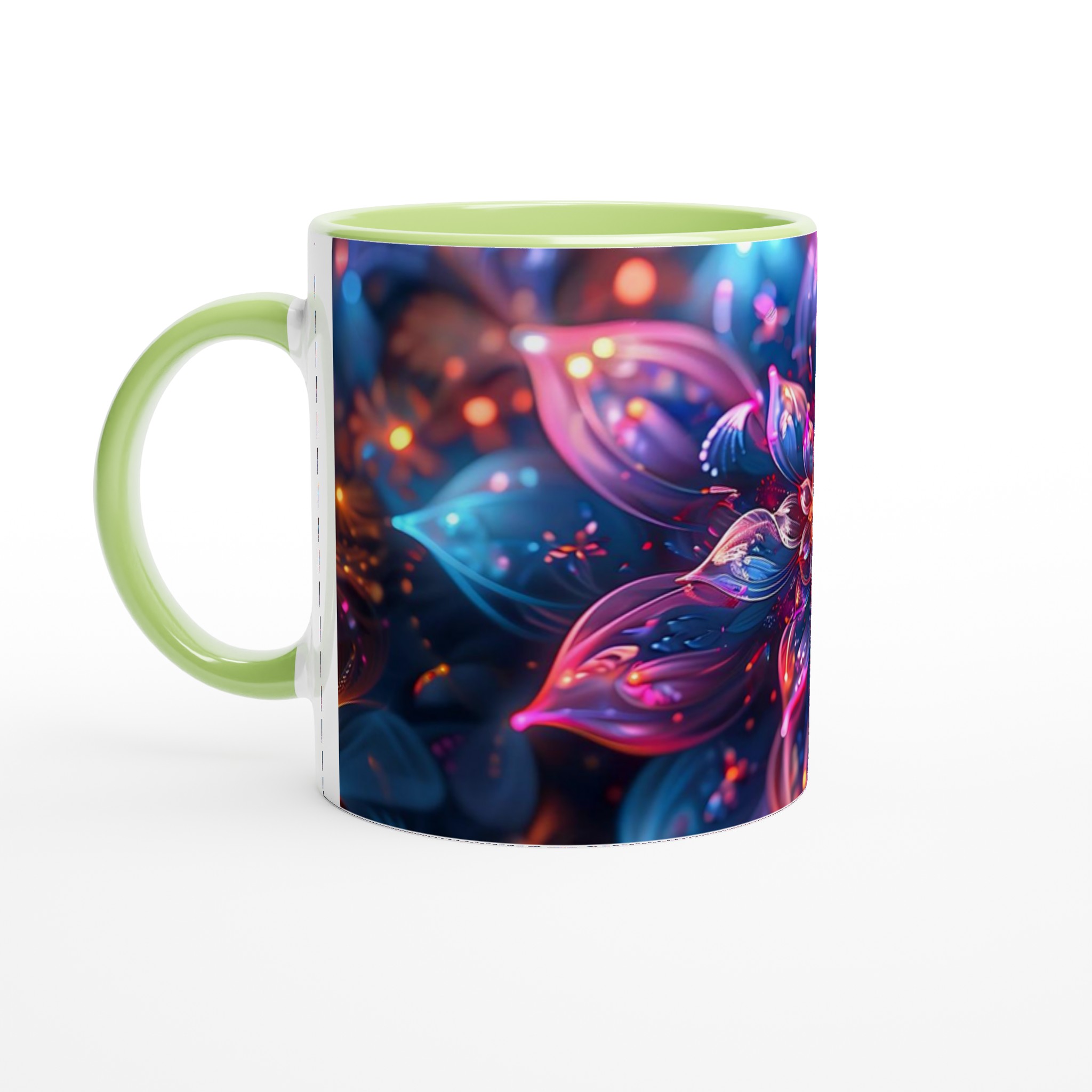 Abstrakt Fluorescerande Blomstermugg – Vibrerande 11oz Keramikmugg i ditt färgval 7 ac984248-7a2c-4440-9846-663676d699b0