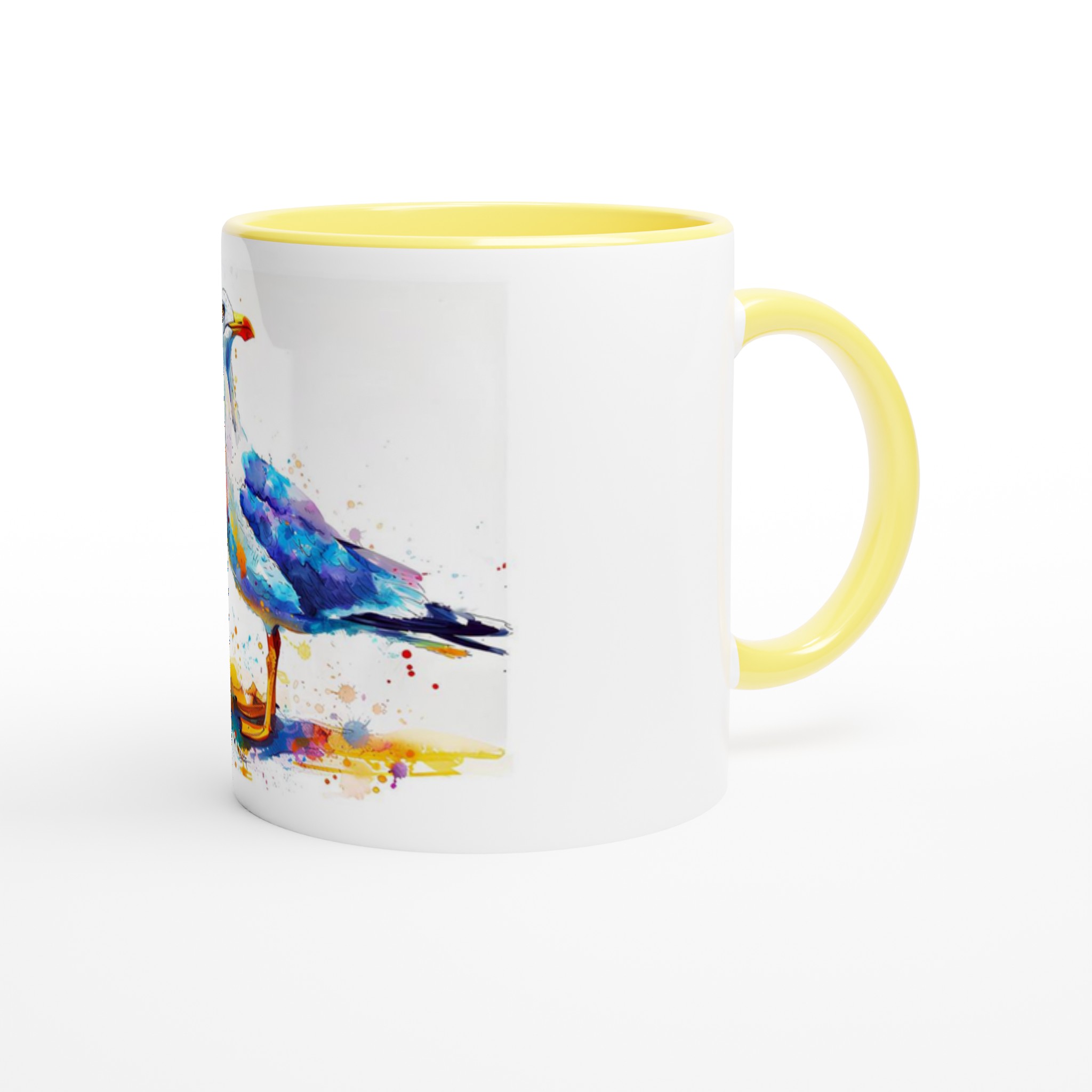 Konstnärlig Keramisk Mugg med Akvarellmås – Färgstark 11oz Kaffekopp med Färgad Insida 8 acad7bce-97ca-4b11-b844-2985c46f0a67