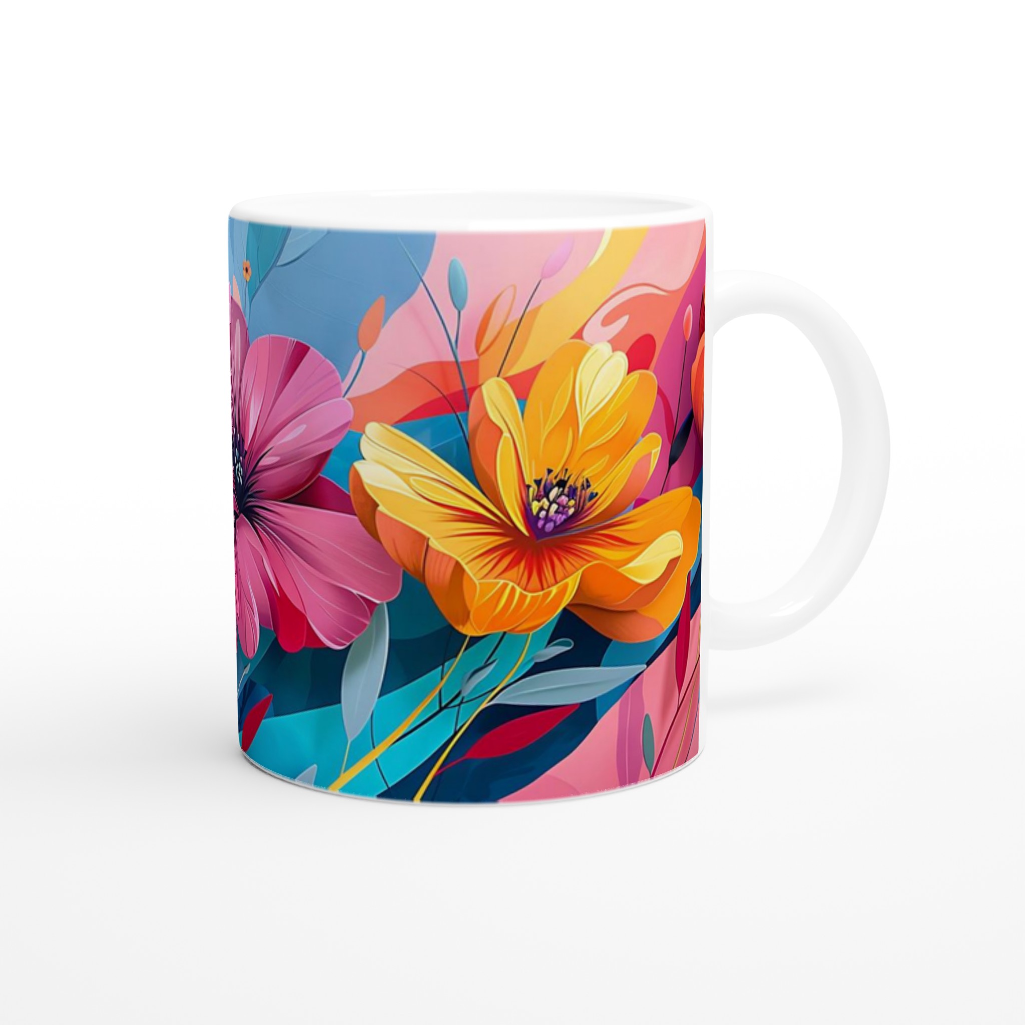 Färgglad Blommig 11oz Keramisk Mugg – Konstnärligt Tryck för Din Favoritdryck 9 ace7ad99-1ba1-43ab-bf6b-1b87389b6ebb