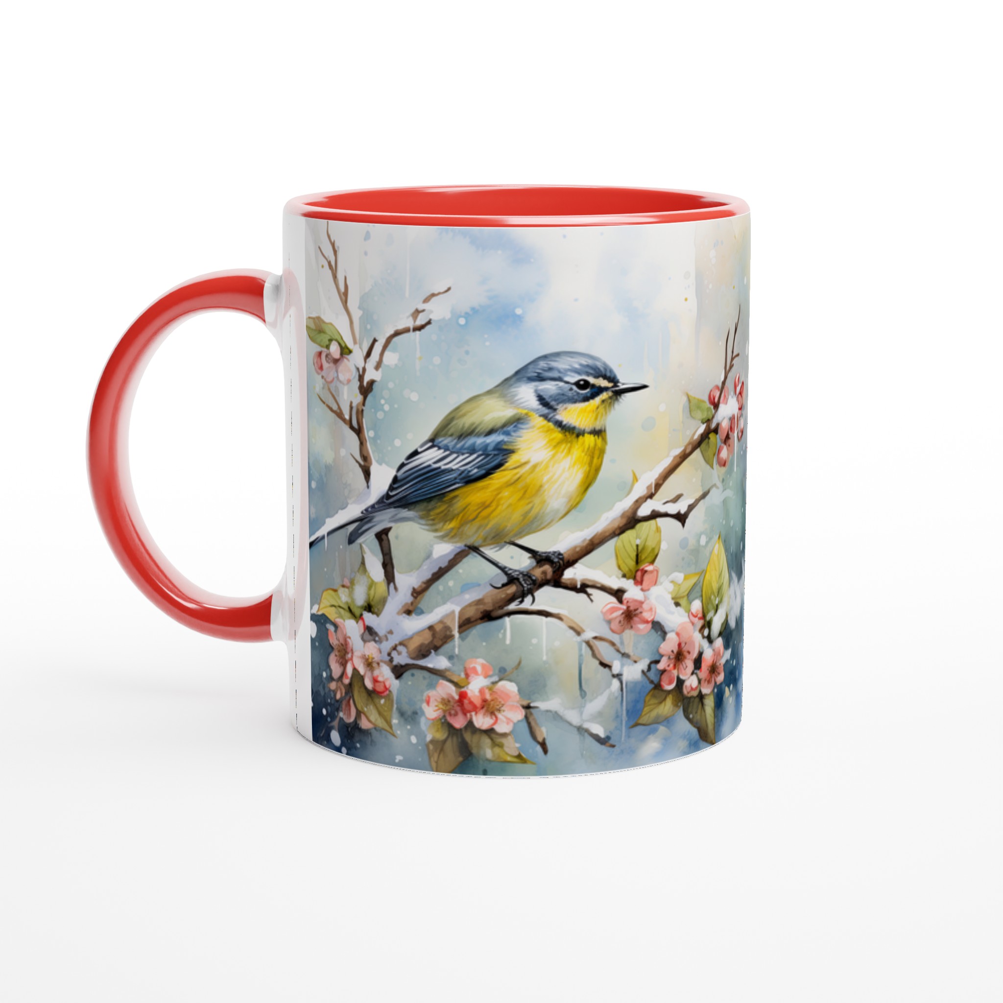 Vit 11oz keramisk mugg med fängslande vinterfågelmotiv i sju färgstarka nyanser 5 acfa3964-926d-4732-a0d4-77a8a816bced
