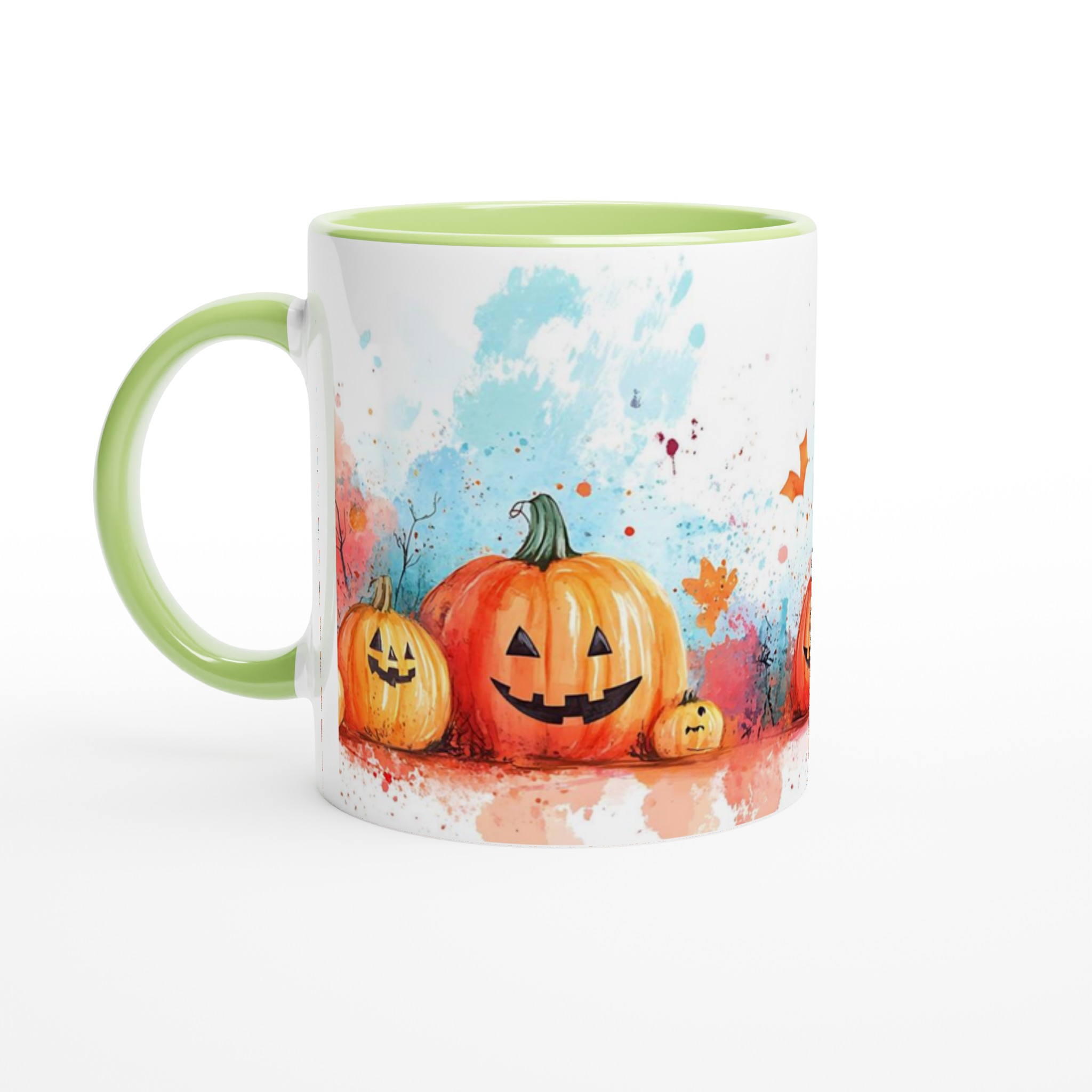 Lekfull Halloween Pumpa Mugg - Keramisk Kopp med Akvarell-inspirerad Design i Ditt Val av Färg 7 ad18955a-3400-4dca-b7cc-9cf775ac0489