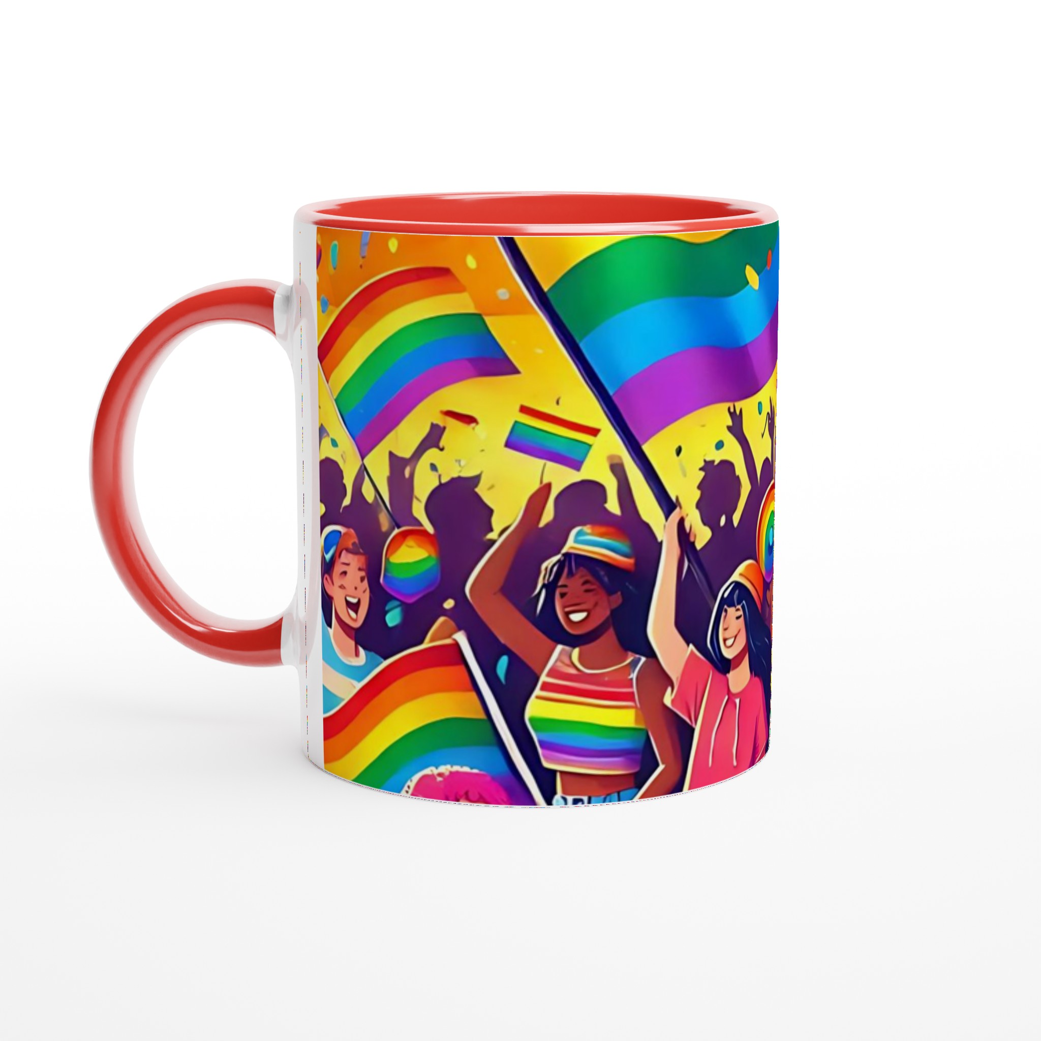 Vit 11oz keramisk mugg med färgstarka Pride- och regnbågsmotiv i ditt val av sju levande färger 5 ad3c9aac-456c-47a3-8ebd-c7f82a5c116c
