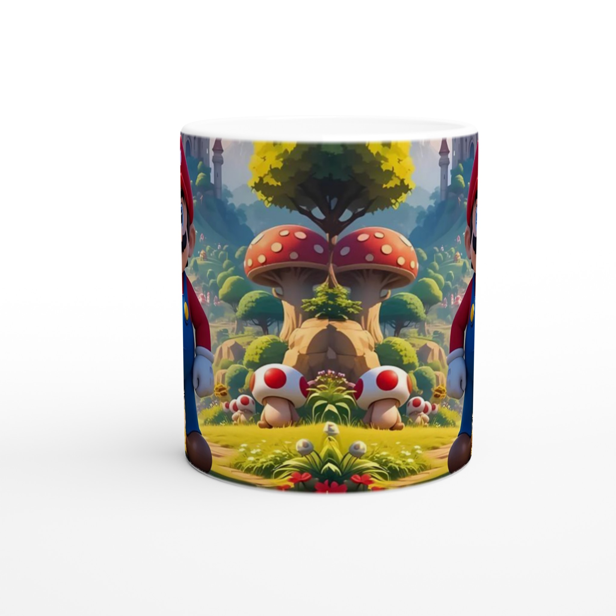 Vit 11oz keramisk mugg med färgstarkt Mario-tema – välj bland sju livfulla keramiska färger 8 ad400a15-141d-4b94-bc85-d25325ea300b