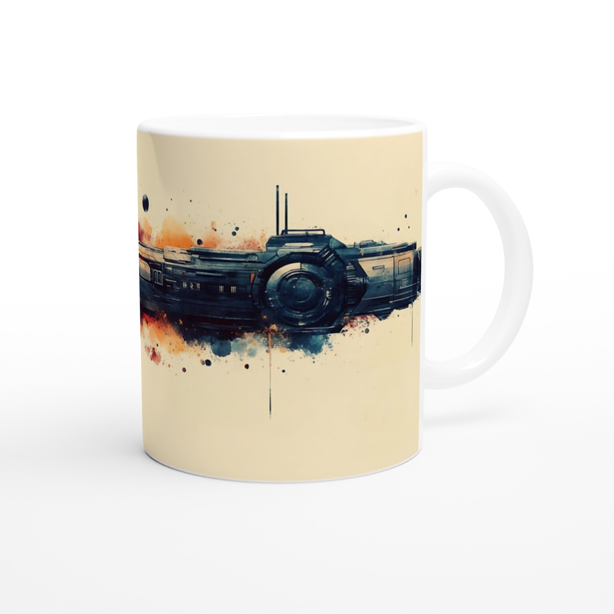 Kosmisk Krigare Keramisk Mugg - Akvarell Sci-Fi Stridsfartyg i 11oz Premium Keramik 9 adc1585a-2156-47b7-8250-fc8f7ca8a1c3