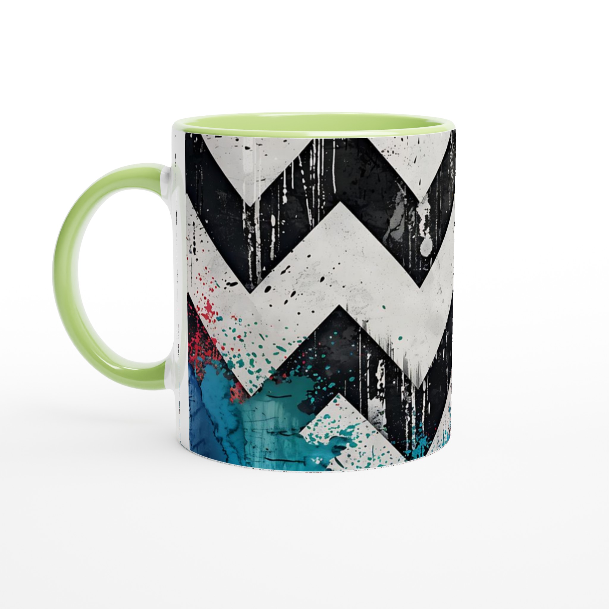 Vit 11oz keramisk mugg med djärvt zigzag-mönster i livfulla färger – välj din favoritfärg på muggen 7 adc4c766-d760-466b-9de8-a57cc1ae3399