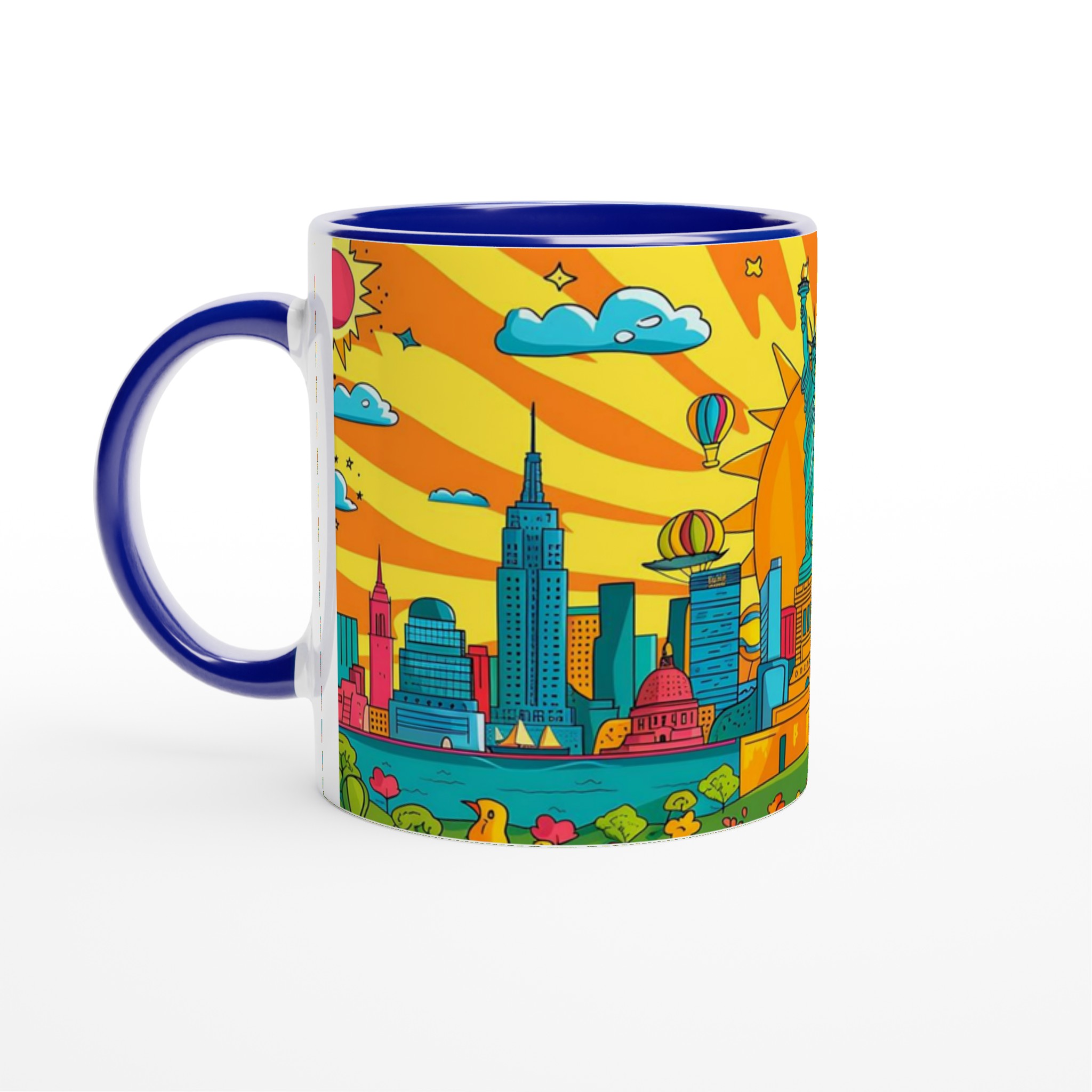 New York City Pop Art Mugg – Livlig skylineskildring för färgstarka morgnar, välj din keramiska färg! 2 adda050e-f00a-4d6c-bda7-1926c6921e43