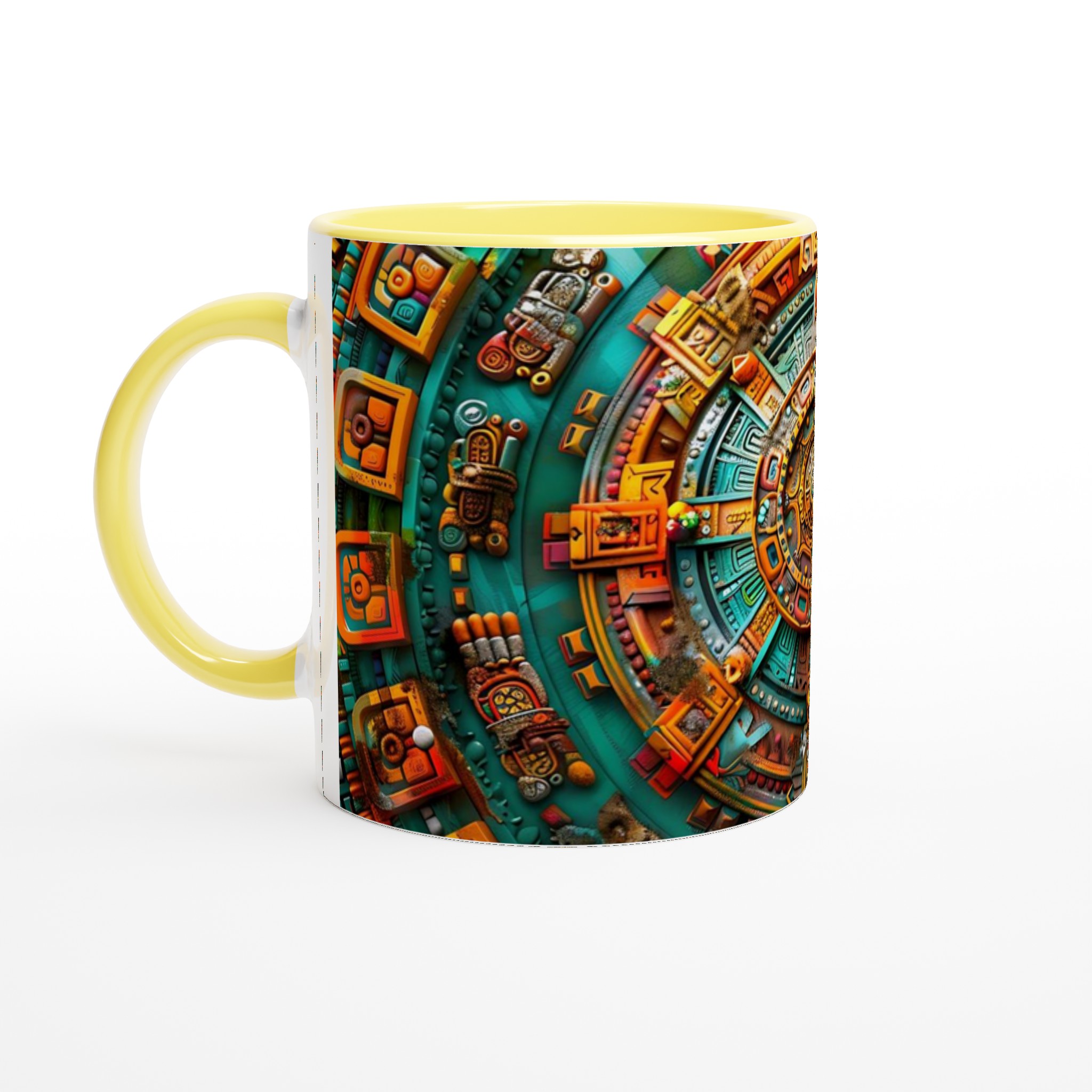 Vit 11oz keramisk mugg med färgstarkt aztekiskt mönster – välj bland sju unika färger 3 adddd578-c702-4a0b-8fb0-c39ba7deaf6f