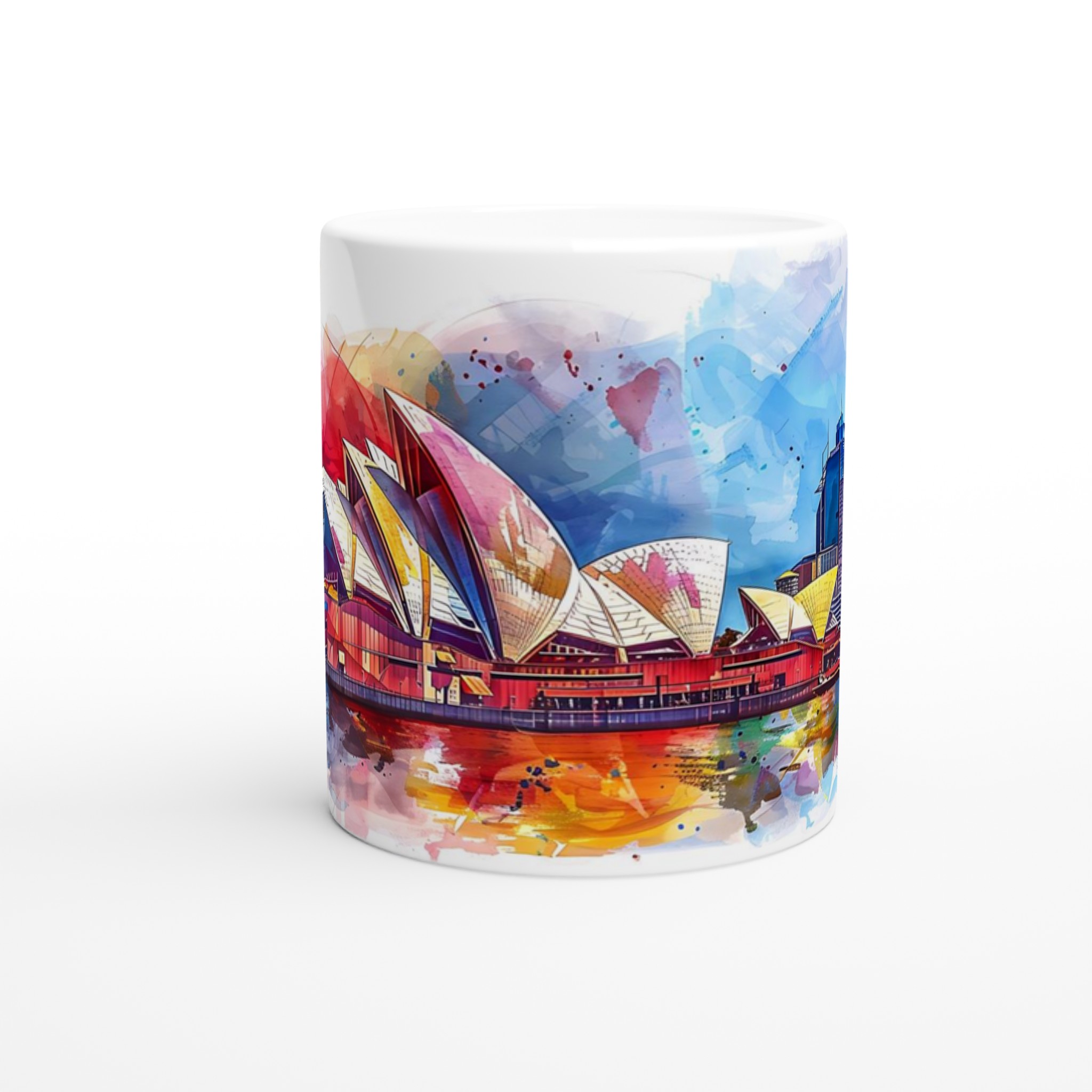 Abstrakt Akvarell Sydney Operahus Mugg – Färgstark Kaffemugg i Premium Keramik, 11oz 8 addf834f-5ad4-4d80-88db-e81b81450801